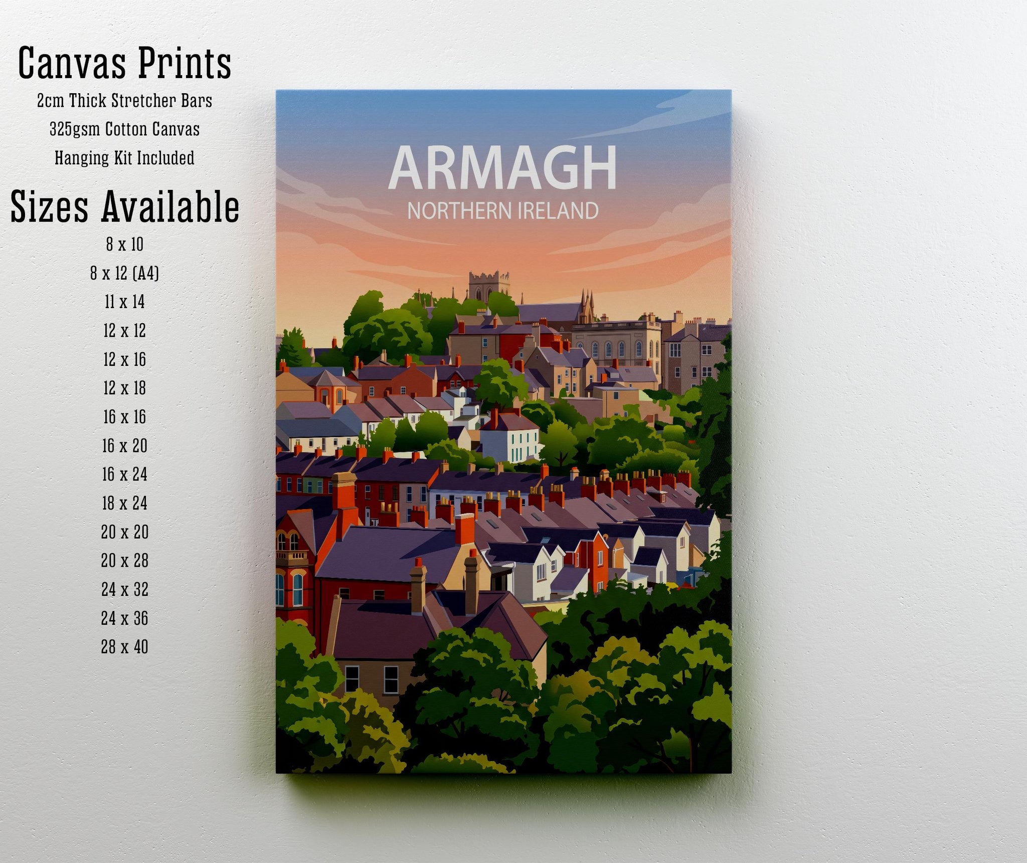 Armagh Northern Ireland Travel Print Cathedral City Wall Decor Irish Landmark Travel Poster UK Gift Home Décor