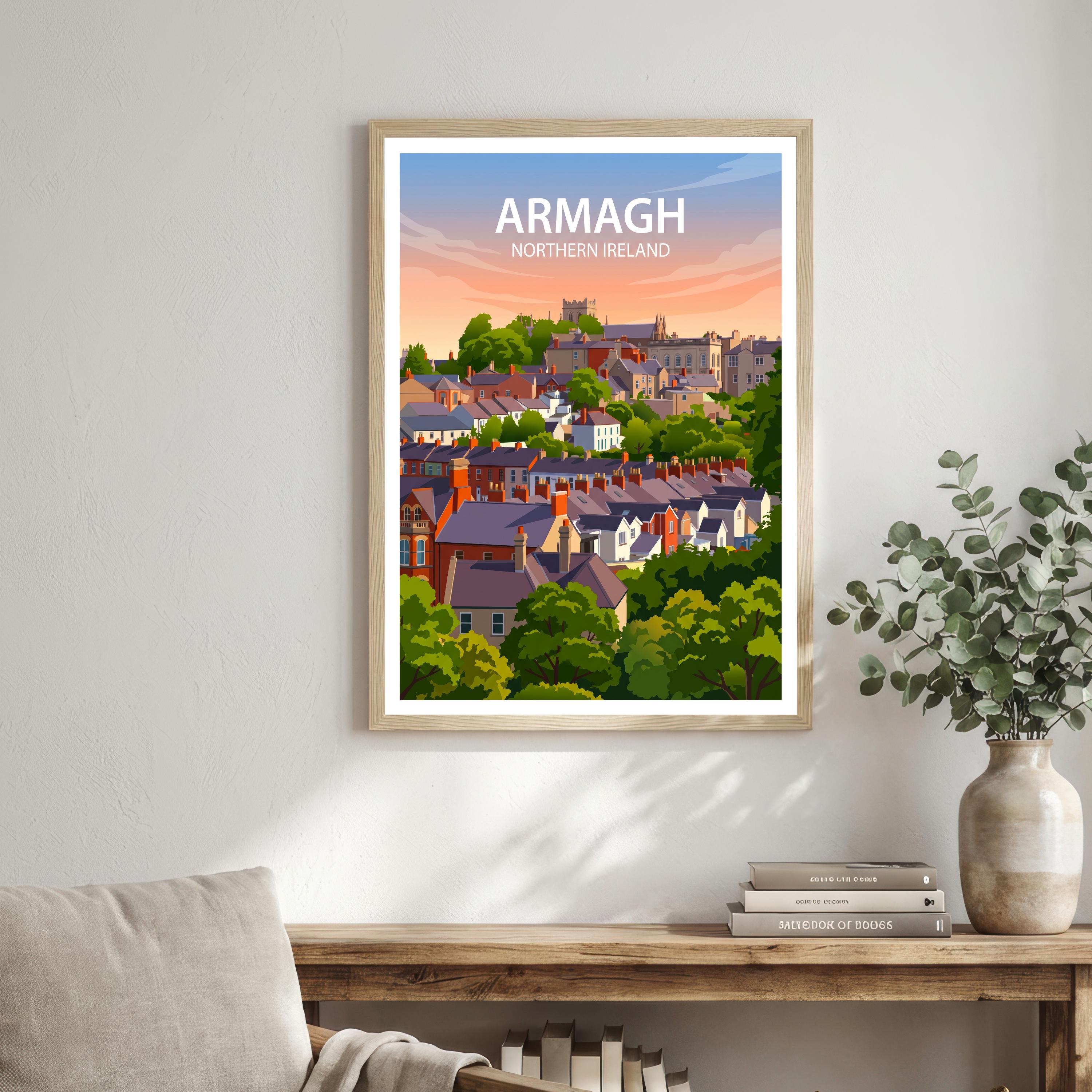 Armagh Northern Ireland Travel Print Cathedral City Wall Decor Irish Landmark Travel Poster UK Gift Home Décor