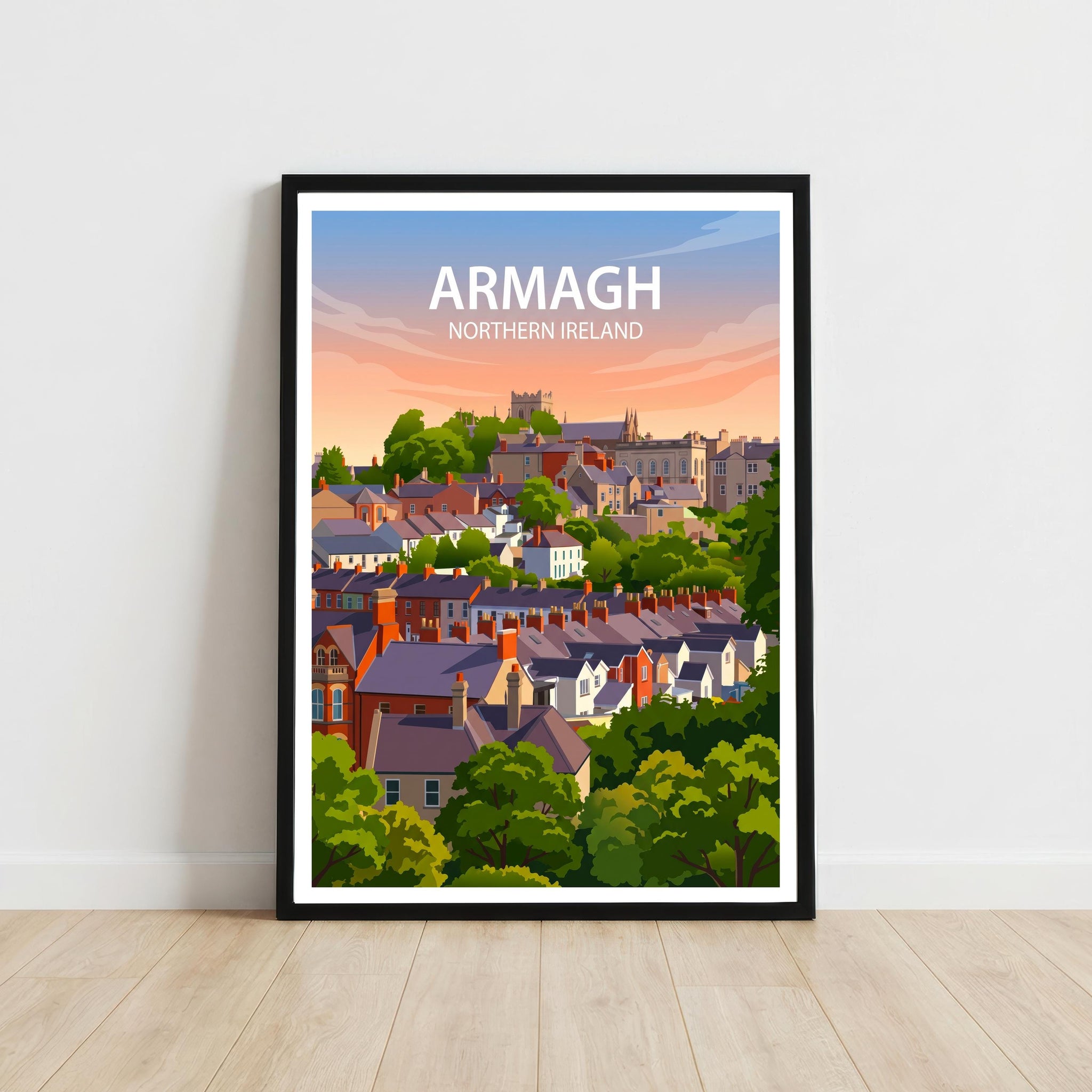 Armagh Northern Ireland Travel Print Cathedral City Wall Decor Irish Landmark Travel Poster UK Gift Home Décor