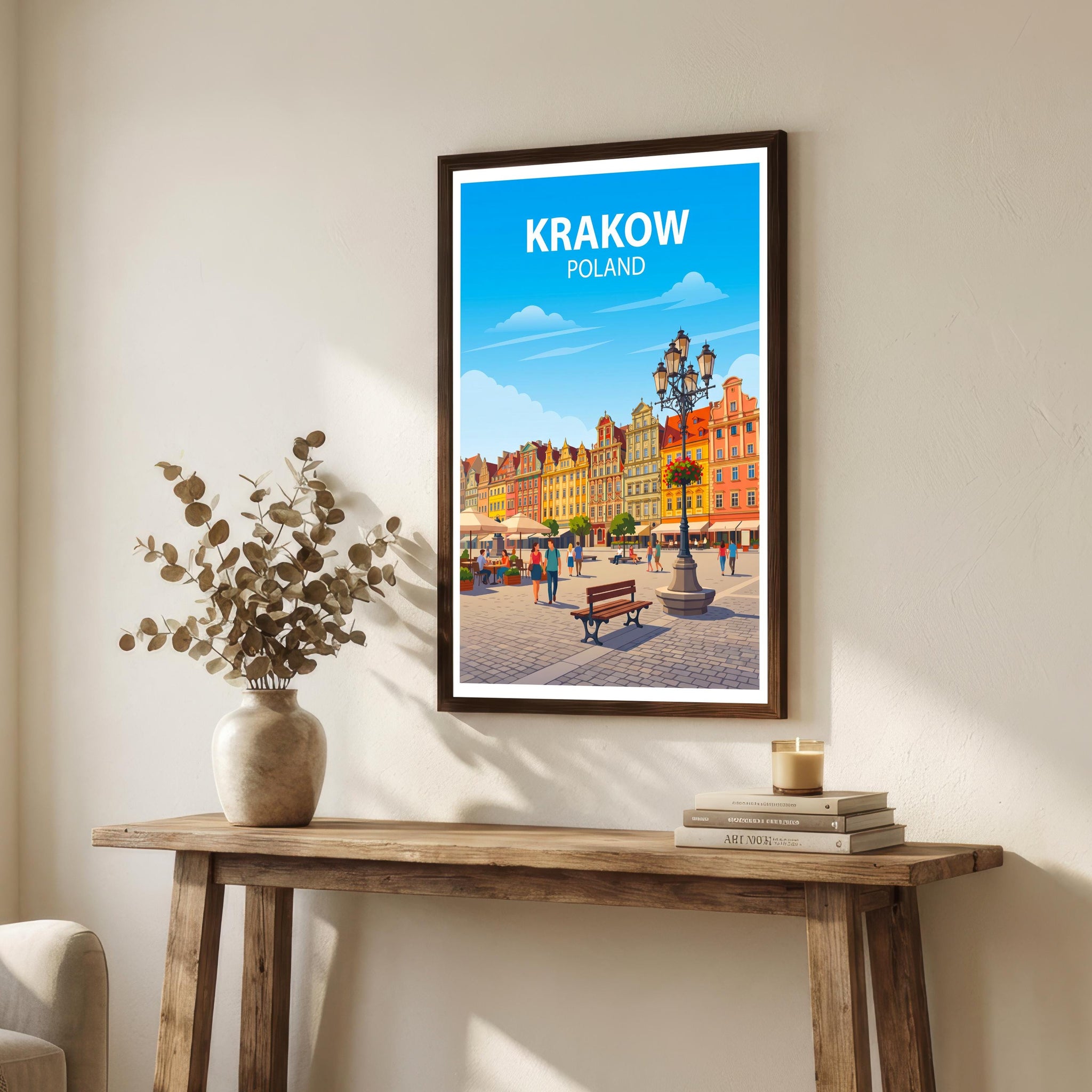 Krakow Poland Travel Print Historic City Wall Decor European Landmark Travel Poster Polish Gift Home Décor