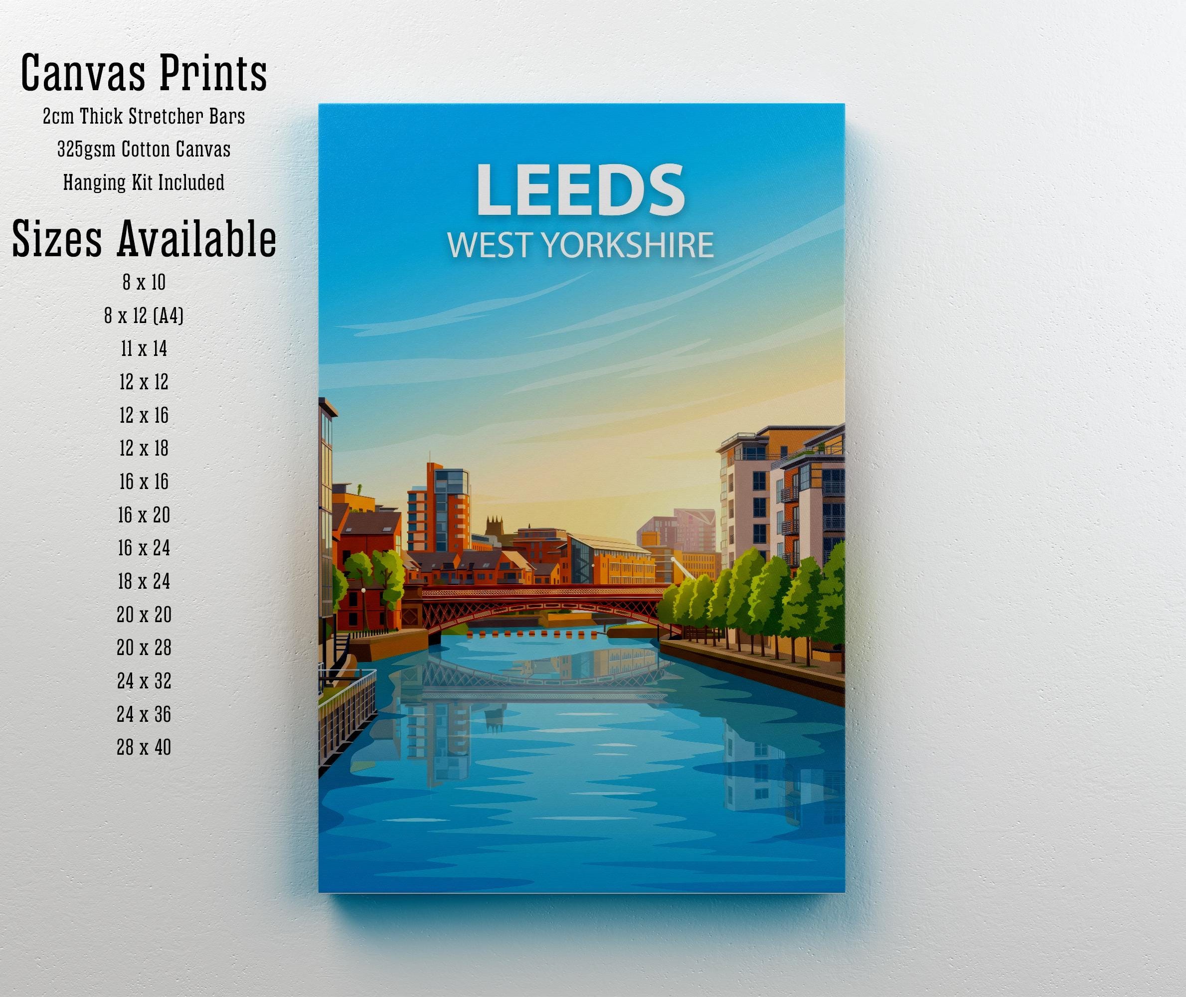 Leeds West Yorkshire Travel Print Northern City Wall Decor Yorkshire Landmark Travel Poster UK Gift Home Décor