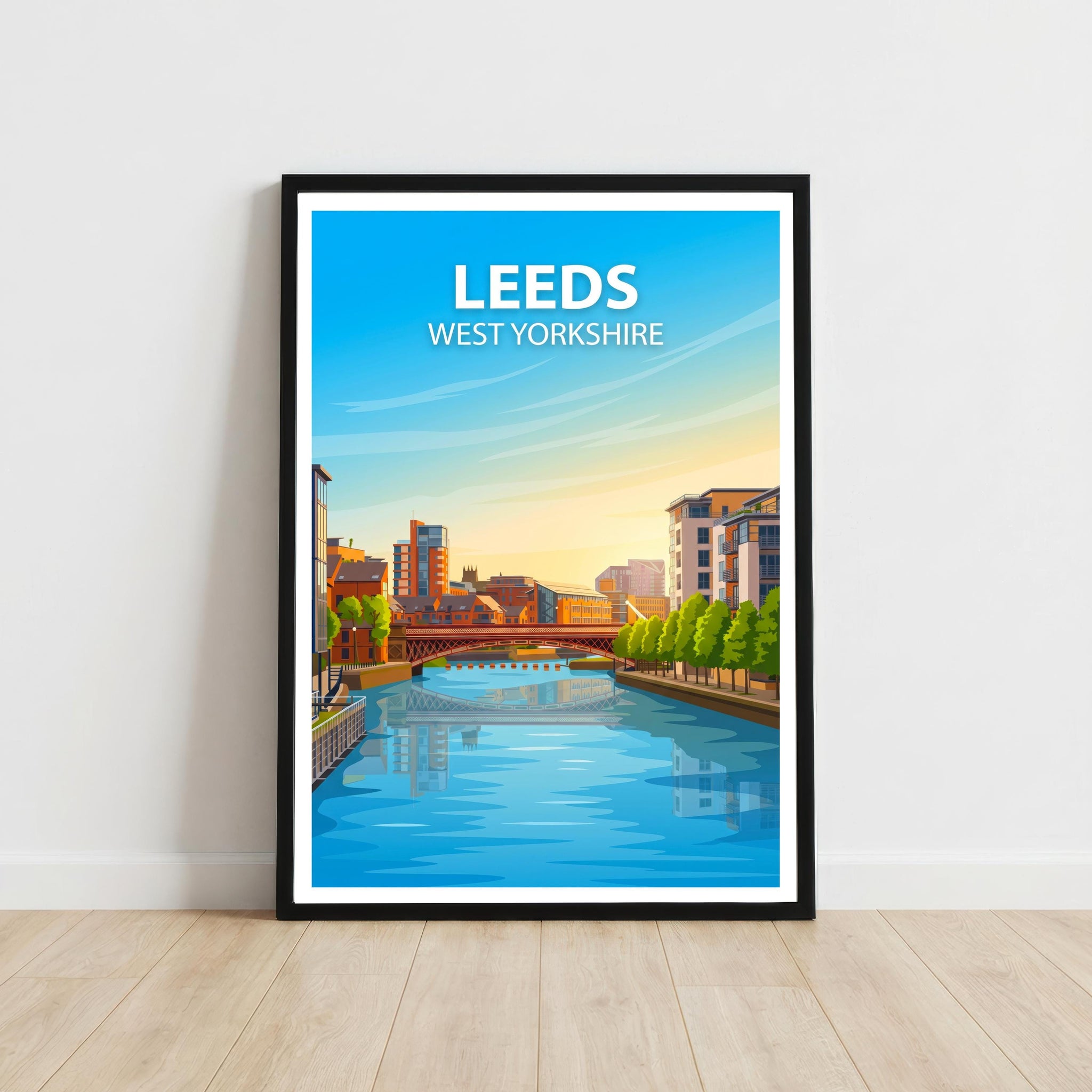 Leeds West Yorkshire Travel Print Northern City Wall Decor Yorkshire Landmark Travel Poster UK Gift Home Décor