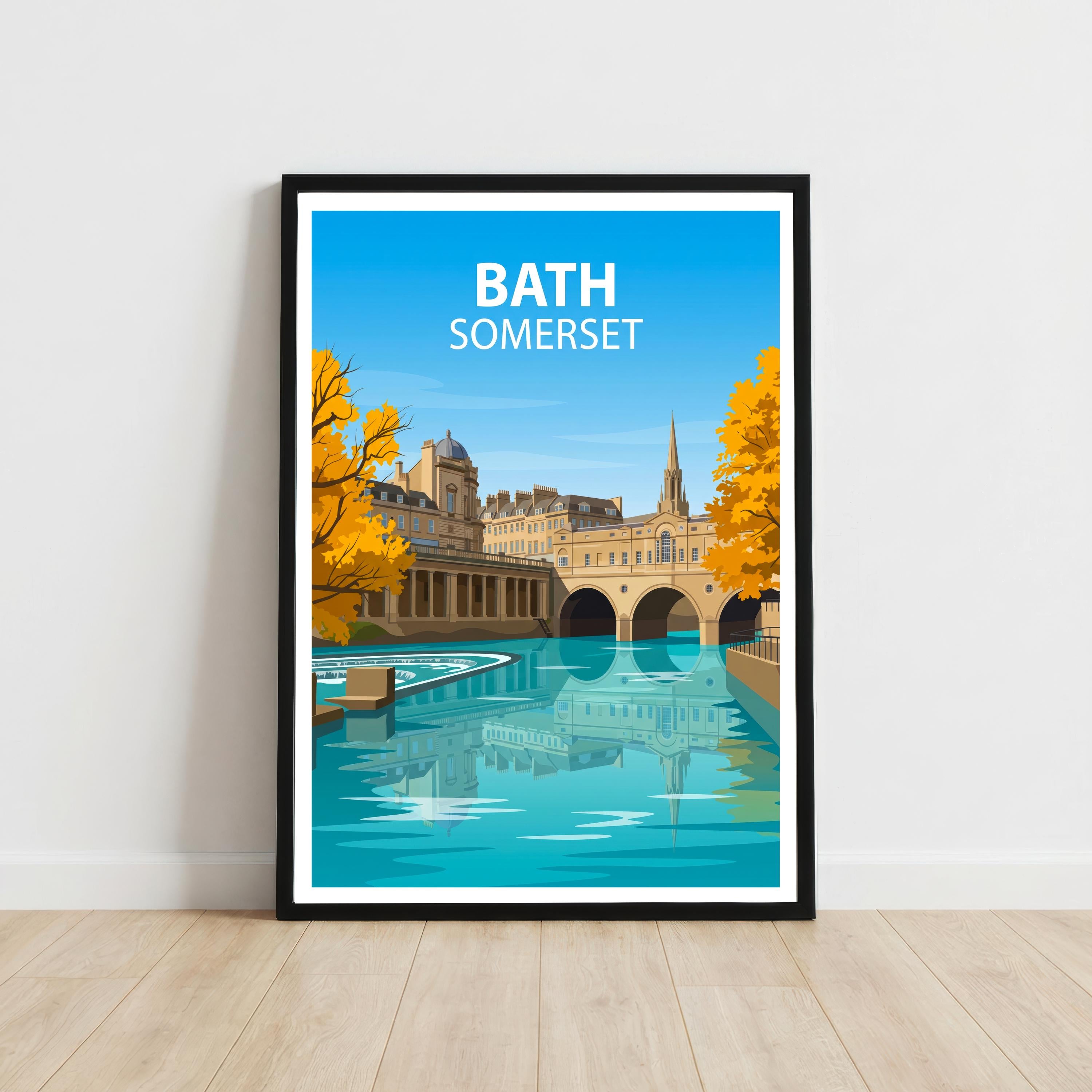 Bath Somerset Travel Print Georgian City Wall Decor Roman Baths Travel Poster UK Gift Home Décor