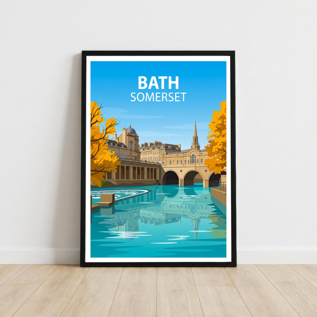 Bath Somerset Travel Print Georgian City Wall Decor Roman Baths Travel Poster UK Gift Home Décor