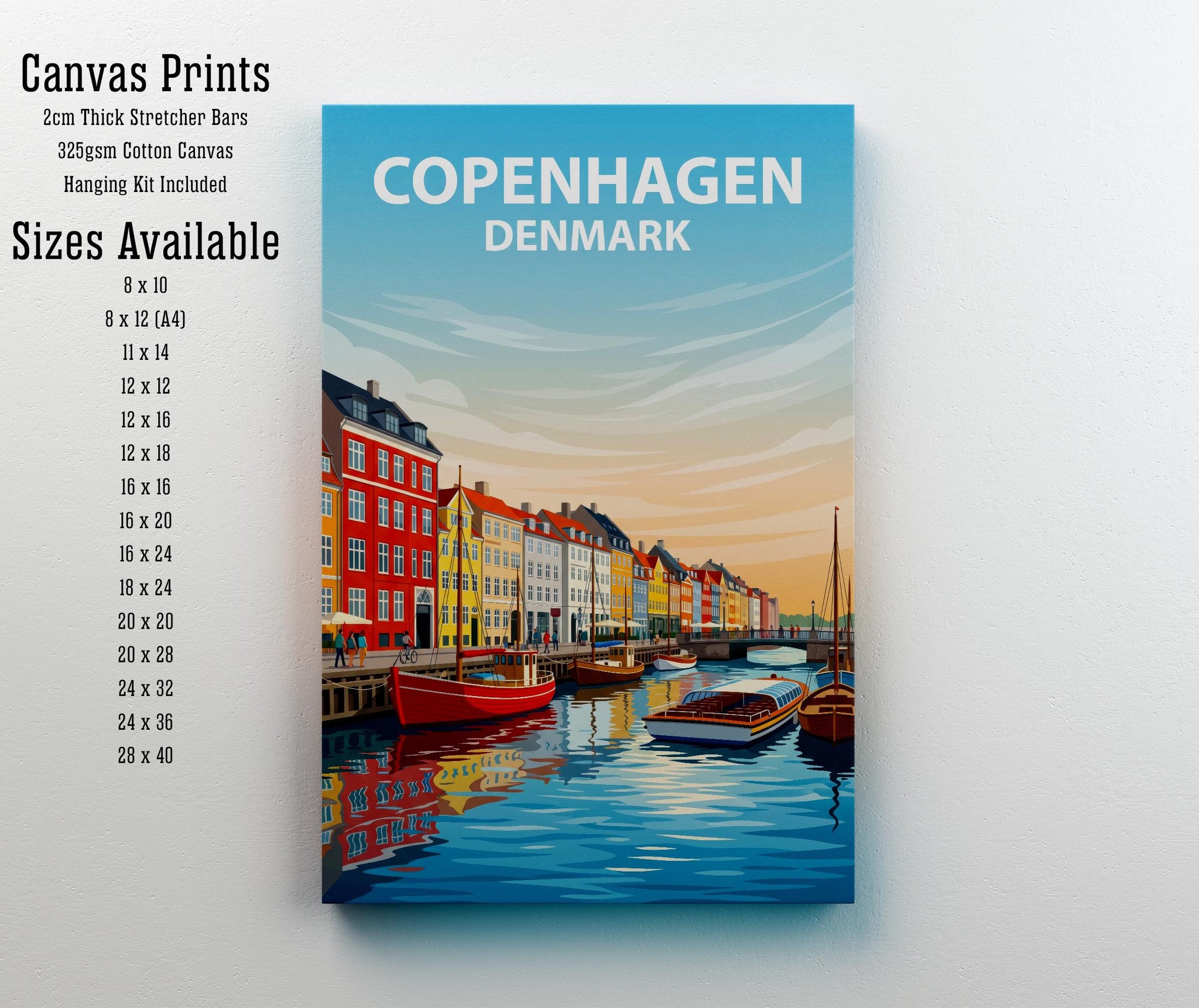 Copenhagen Denmark Travel Print Scandinavian City Wall Decor Nordic Travel Poster European Gift Home Décor