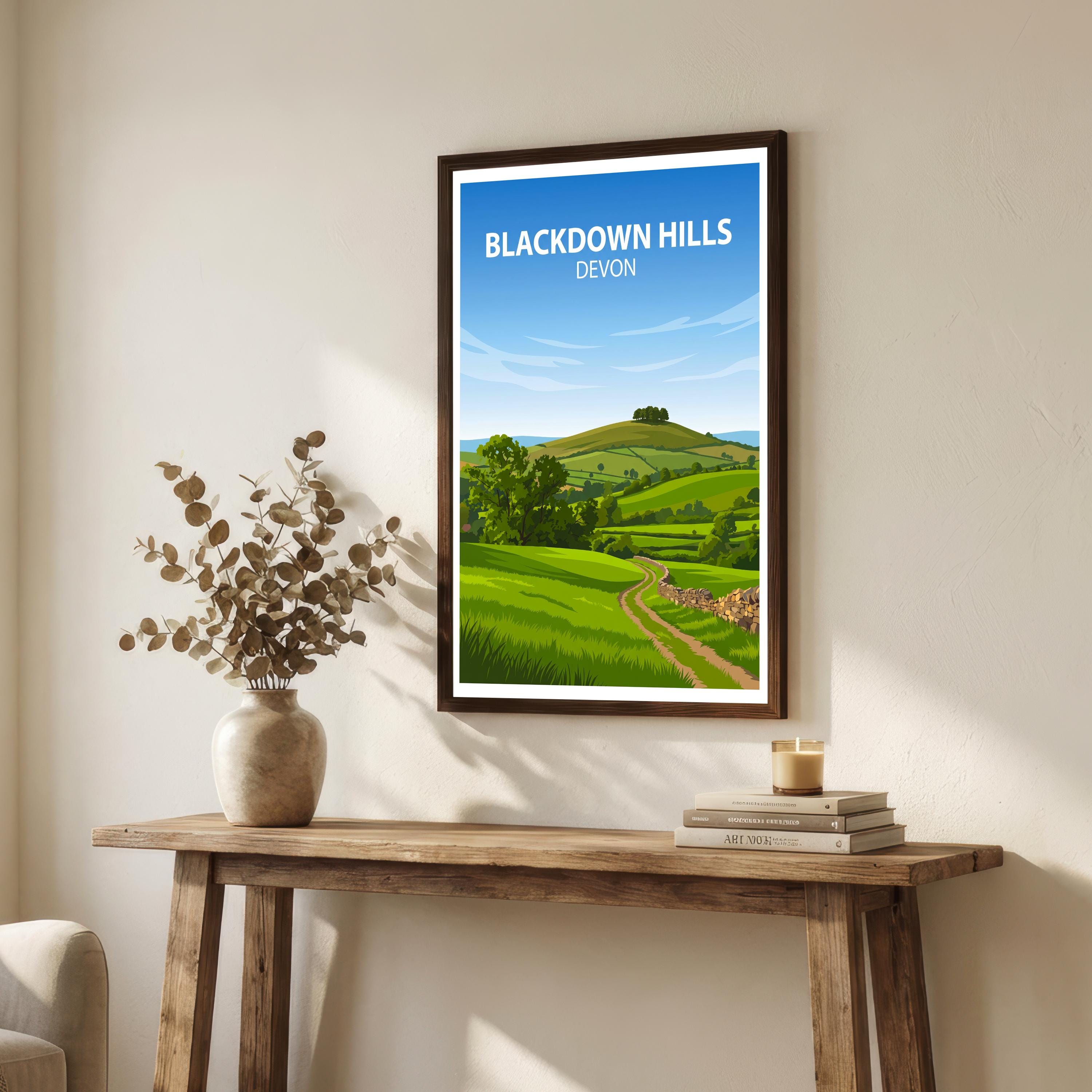 Blackdown Hills Devon Travel Print Countryside Landscape Wall Decor English Hills Travel Poster UK Gift Home Décor