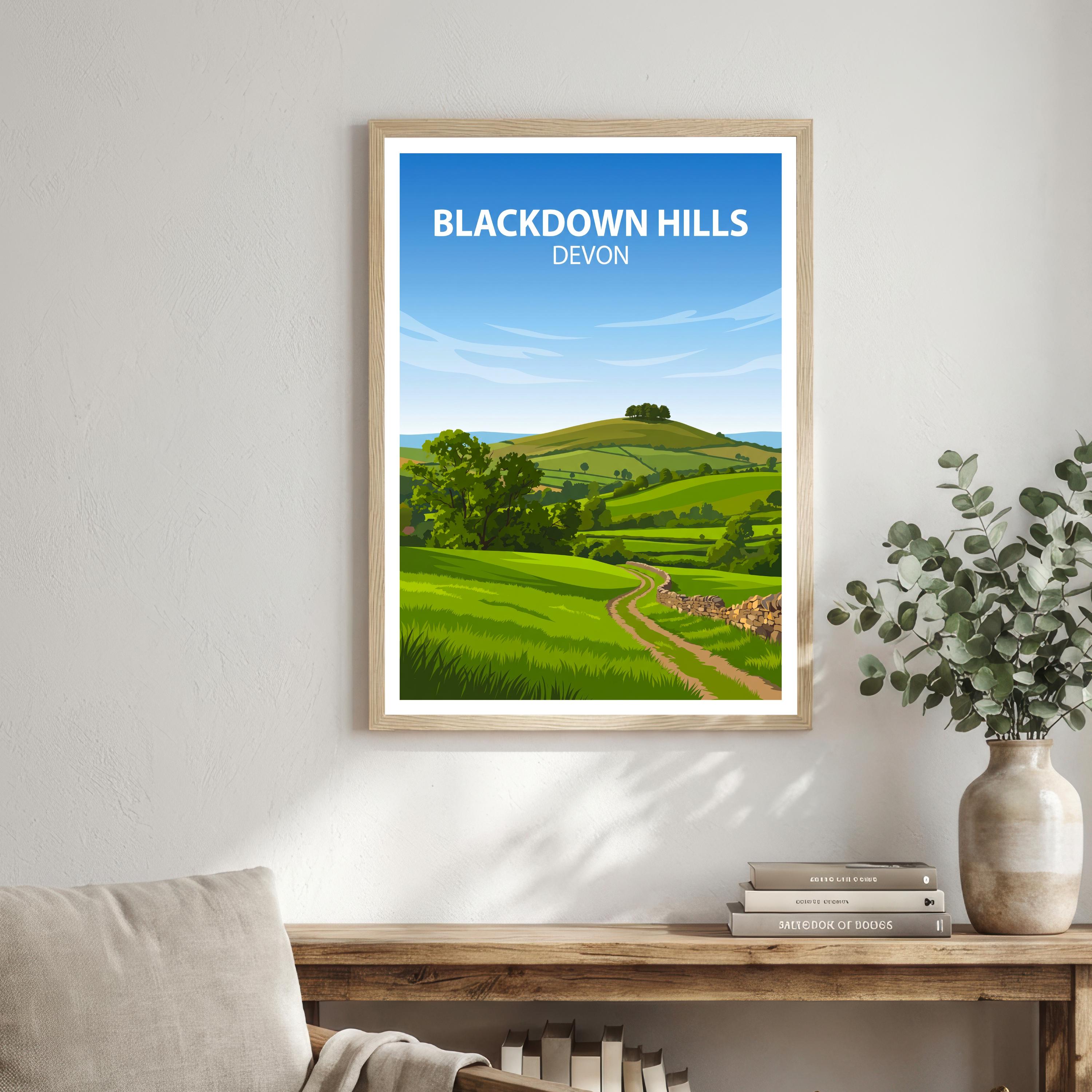Blackdown Hills Devon Travel Print Countryside Landscape Wall Decor English Hills Travel Poster UK Gift Home Décor