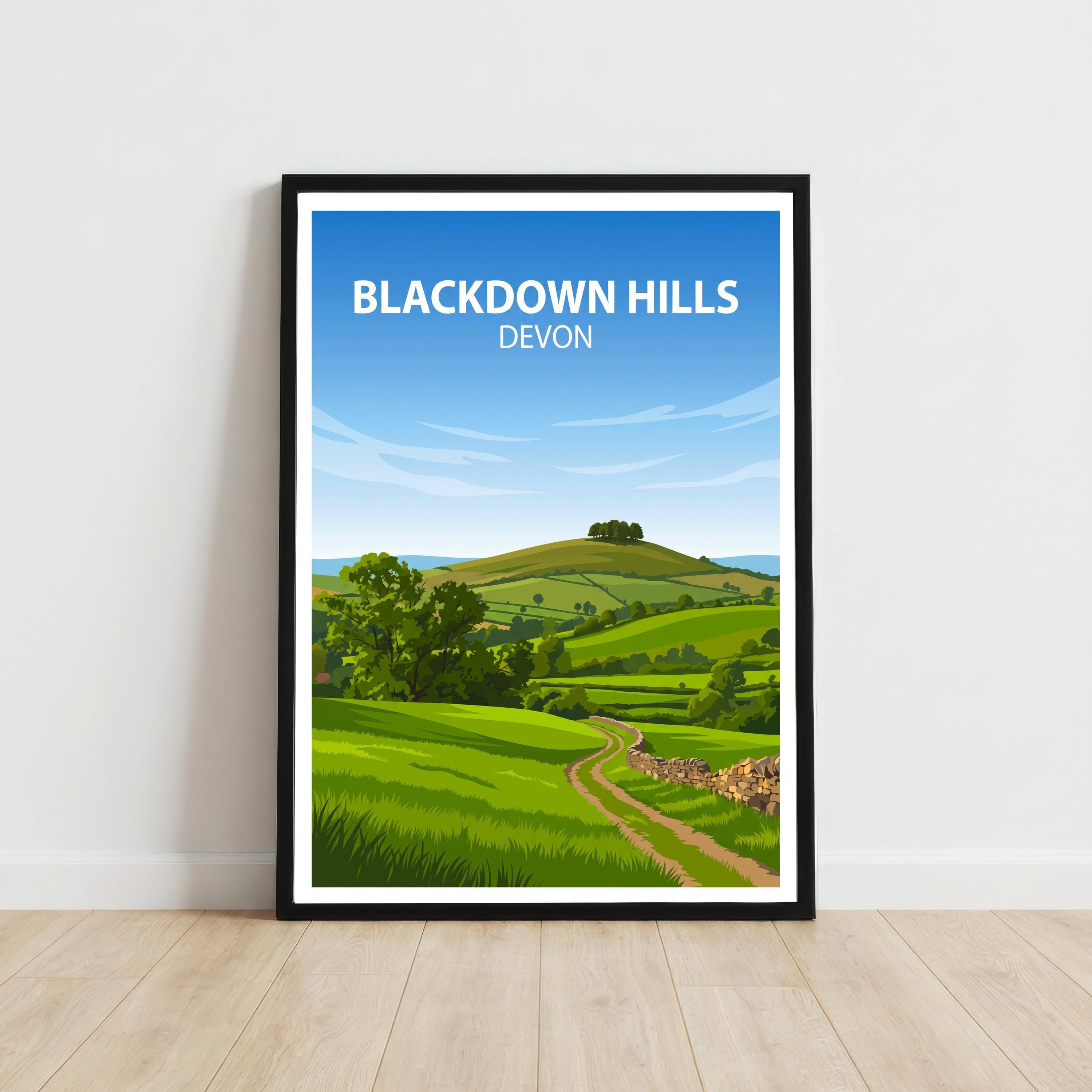 Blackdown Hills Devon Travel Print Countryside Landscape Wall Decor English Hills Travel Poster UK Gift Home Décor
