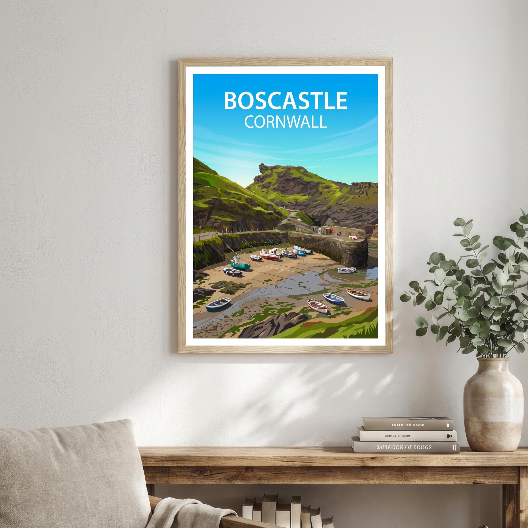 Boscastle Cornwall Travel Print Coastal Village Wall Decor Cornish Seaside Travel Poster UK Gift Home Décor