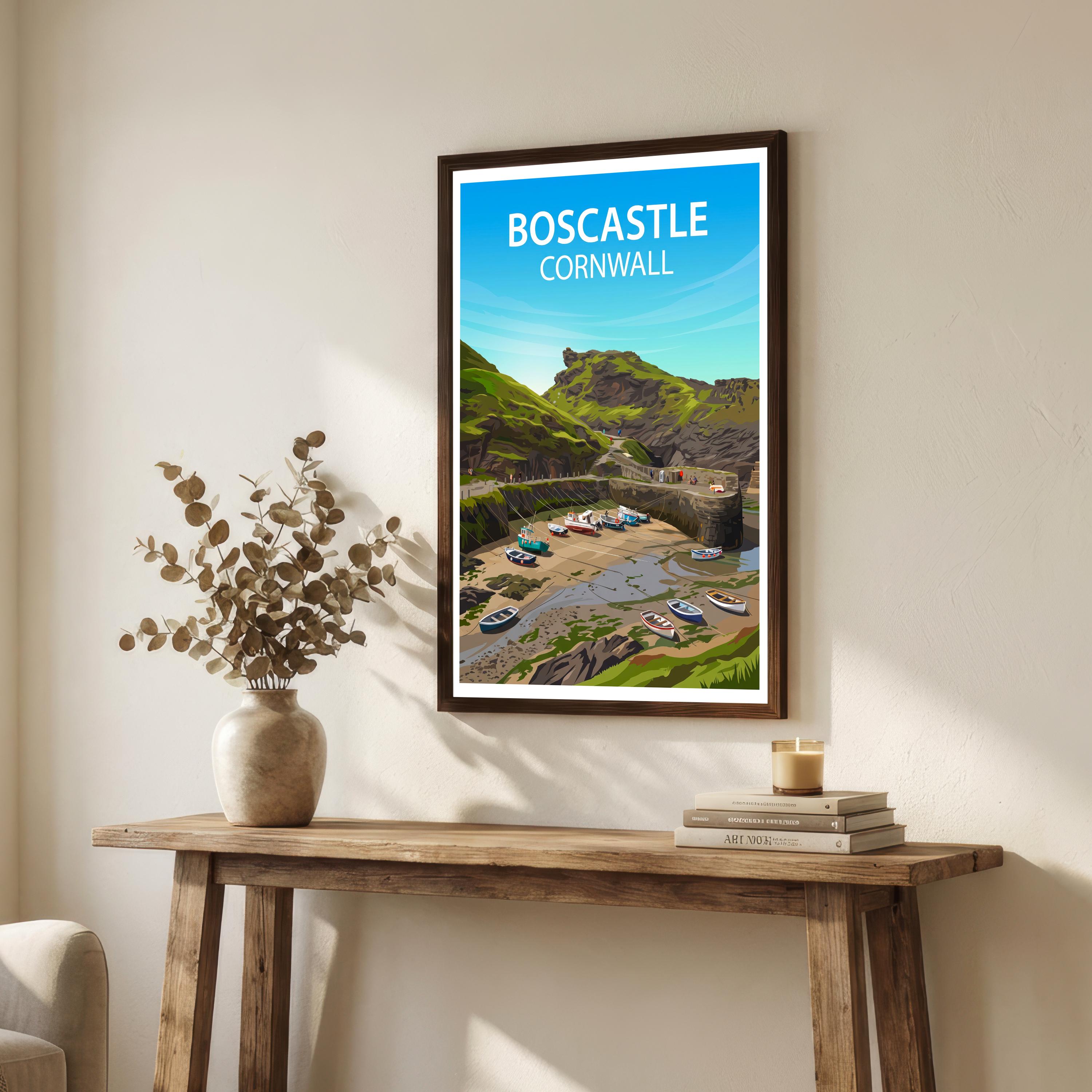 Boscastle Cornwall Travel Print Coastal Village Wall Decor Cornish Seaside Travel Poster UK Gift Home Décor