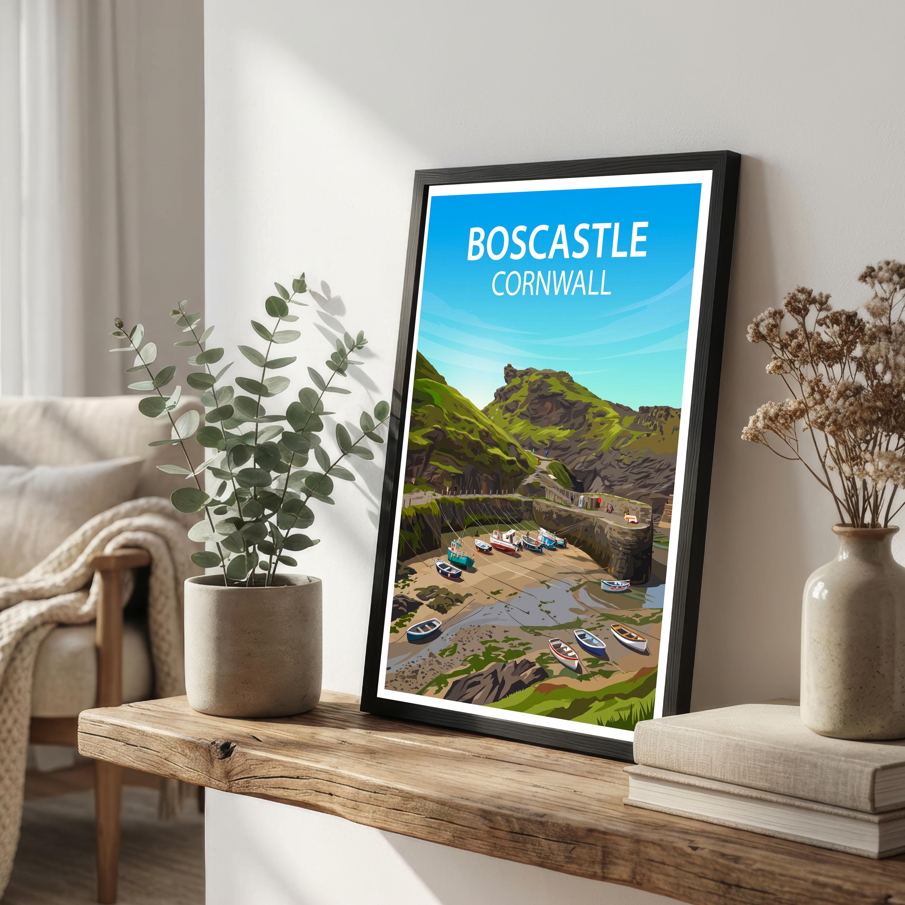 Boscastle Cornwall Travel Print Coastal Village Wall Decor Cornish Seaside Travel Poster UK Gift Home Décor