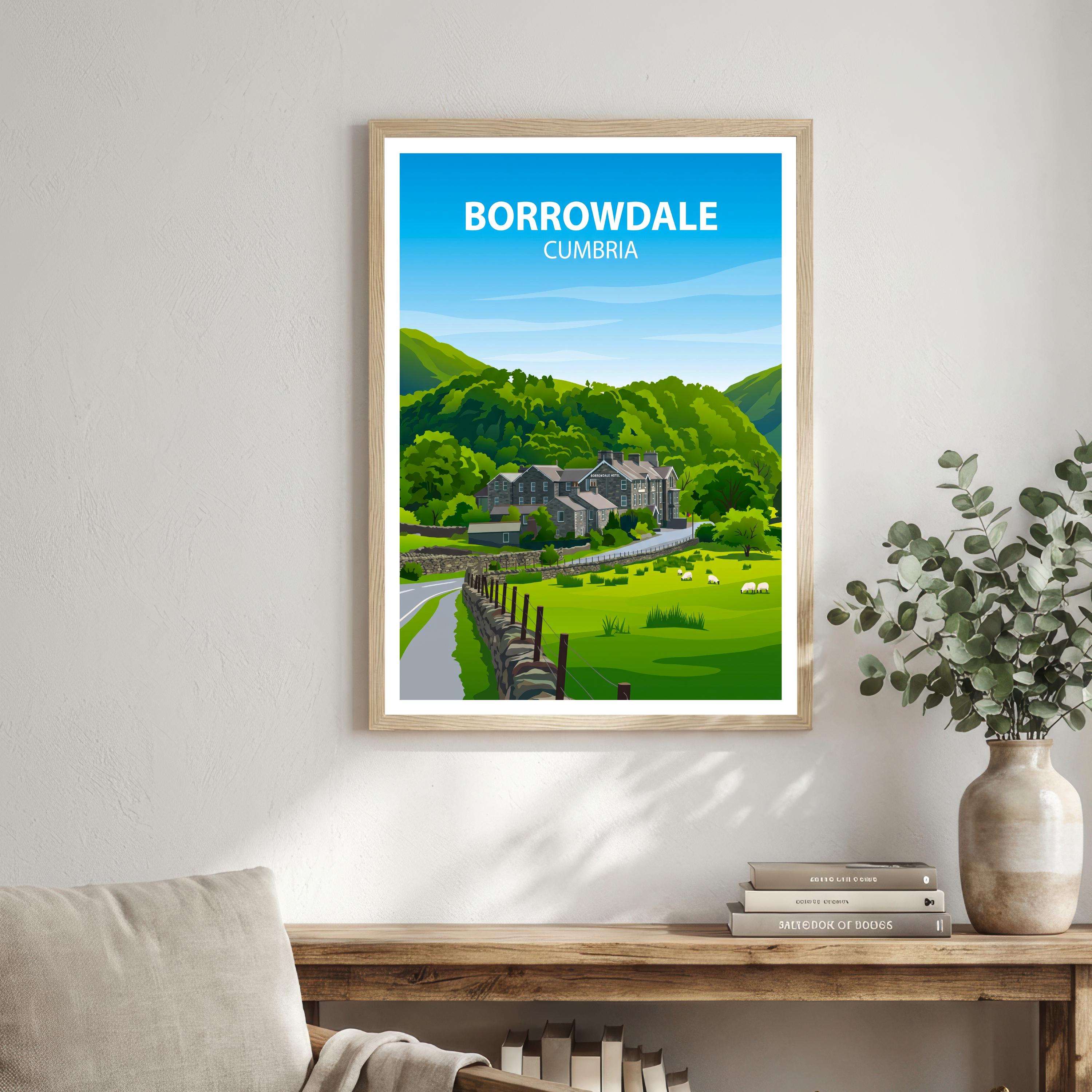 Borrowdale Cumbria Travel Print Lake District Landscape Wall Decor English Countryside Travel Poster UK Gift Home Décor