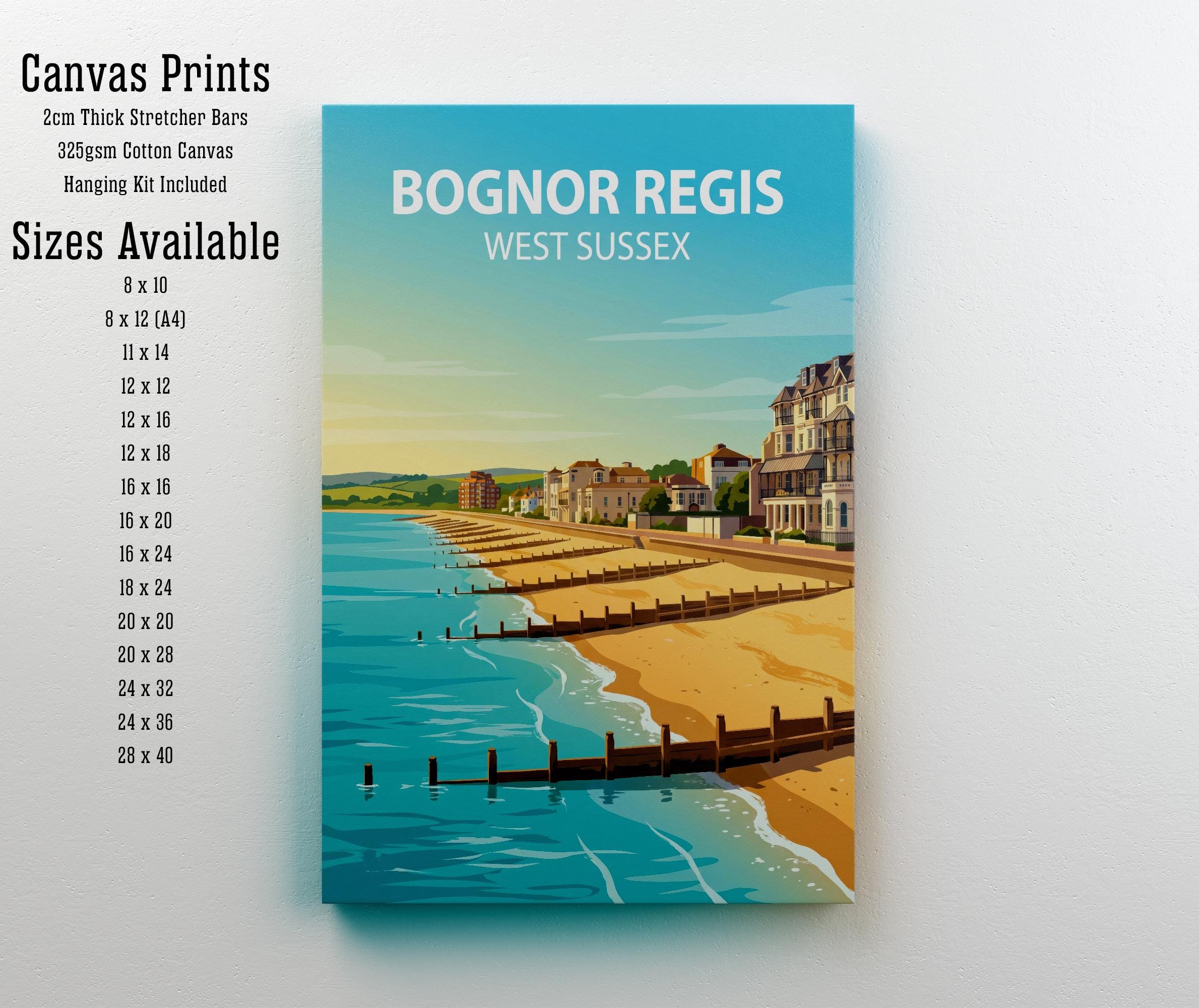Bognor Regis England Travel Print West Sussex Seaside Wall Decor Coastal Town Travel Poster UK Gift Home Décor