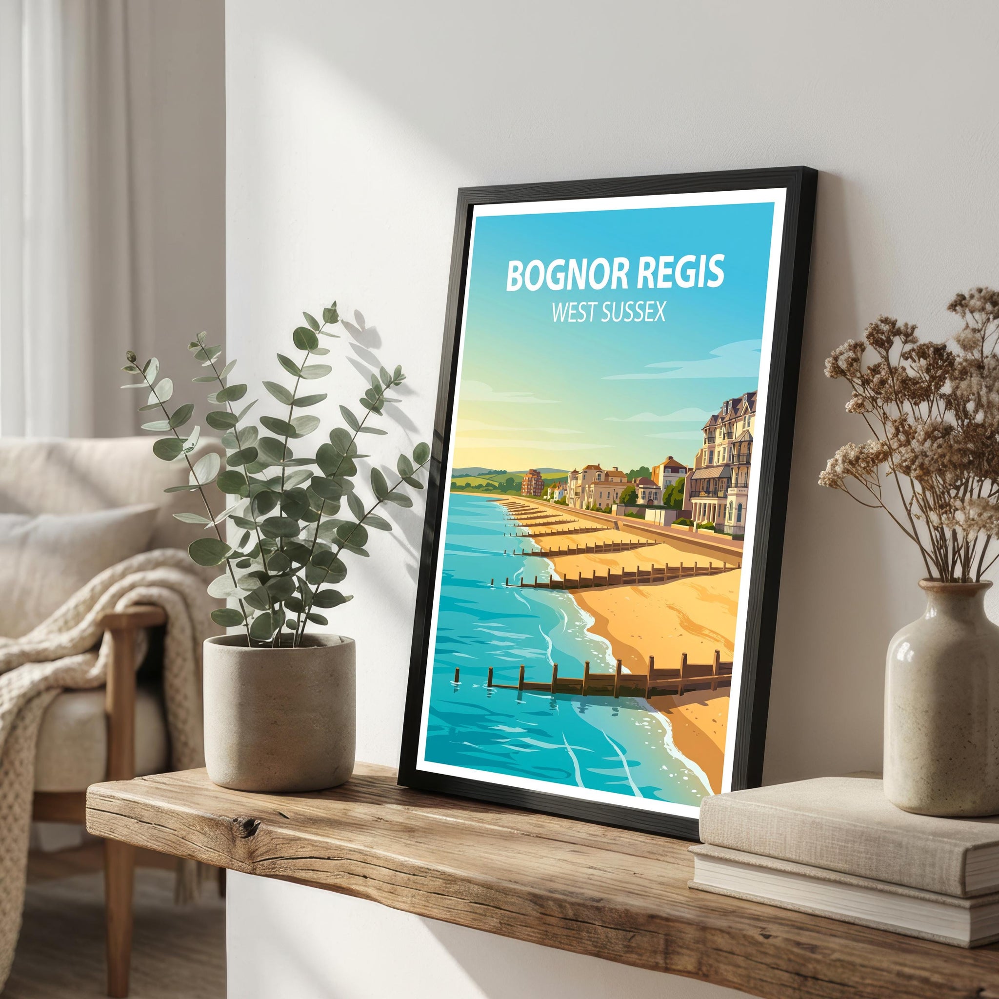 Bognor Regis England Travel Print West Sussex Seaside Wall Decor Coastal Town Travel Poster UK Gift Home Décor