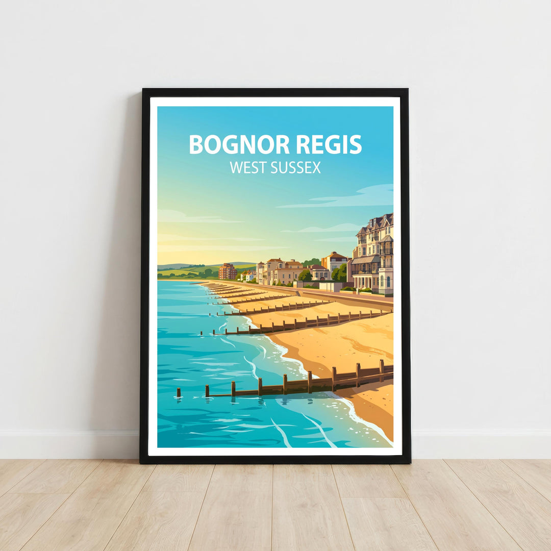 Bognor Regis England Travel Print West Sussex Seaside Wall Decor Coastal Town Travel Poster UK Gift Home Décor