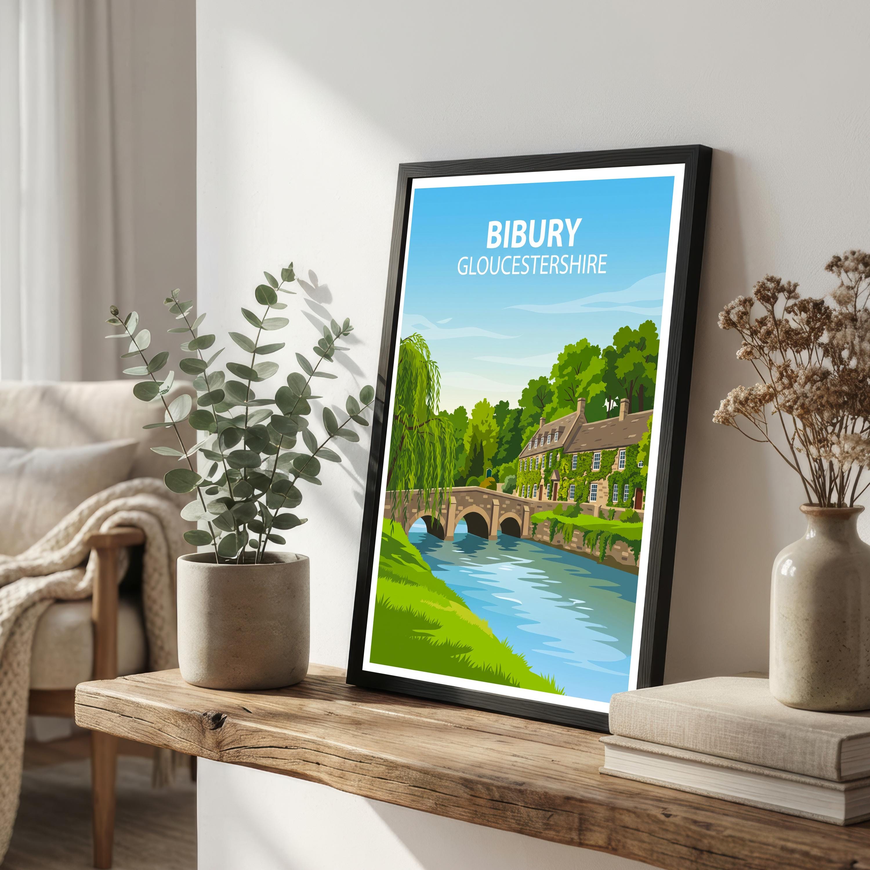 Bibury Gloucestershire Travel Print Cotswolds Village Wall Decor English Countryside Travel Poster UK Gift Home Décor