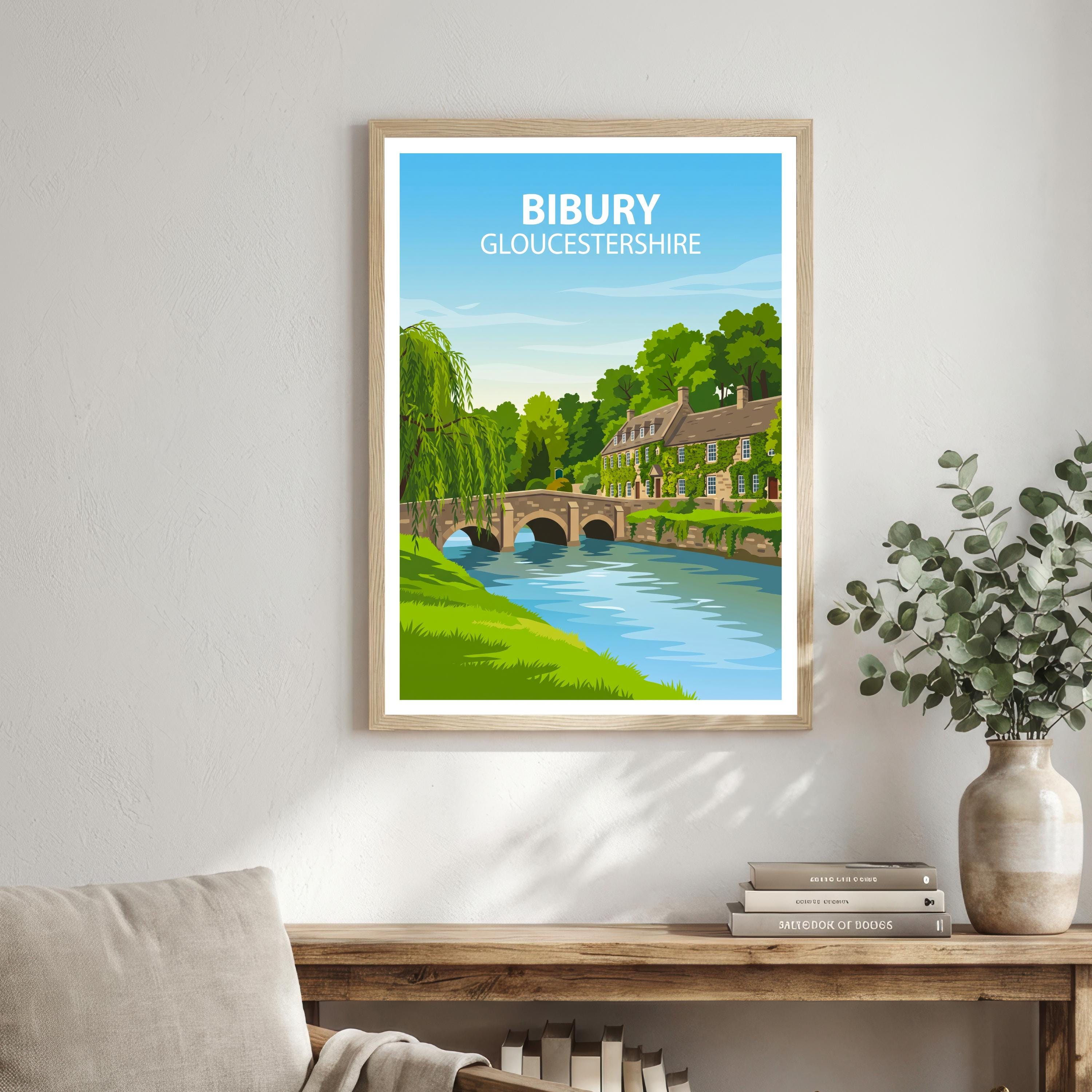 Bibury Gloucestershire Travel Print Cotswolds Village Wall Decor English Countryside Travel Poster UK Gift Home Décor