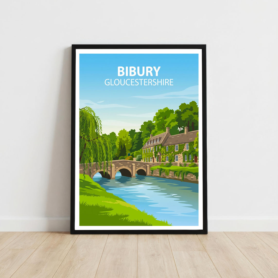 Bibury Gloucestershire Travel Print Cotswolds Village Wall Decor English Countryside Travel Poster UK Gift Home Décor