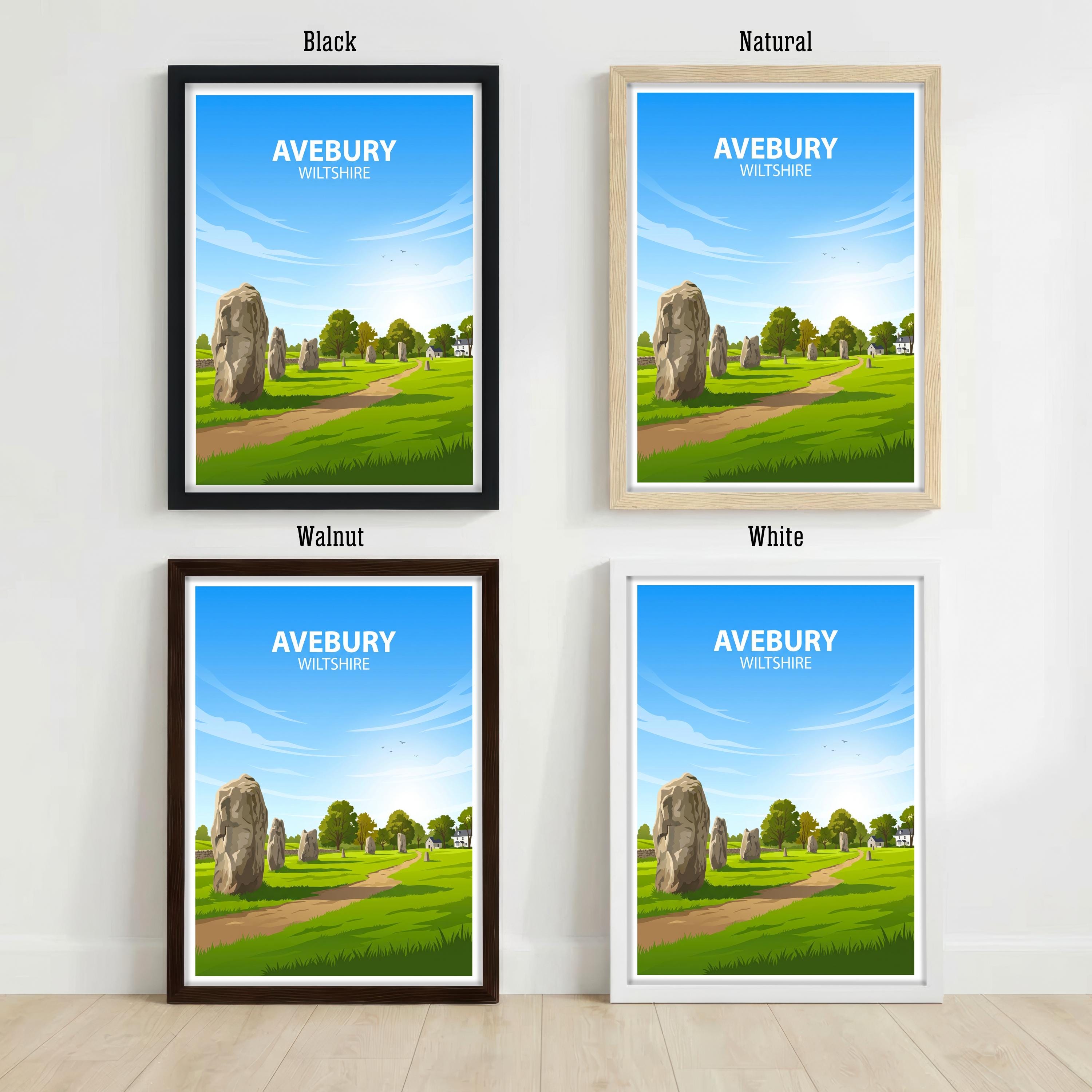Avebury Wiltshire Travel Print Stone Circle Wall Decor English Countryside Travel Poster UK Gift Home Décor