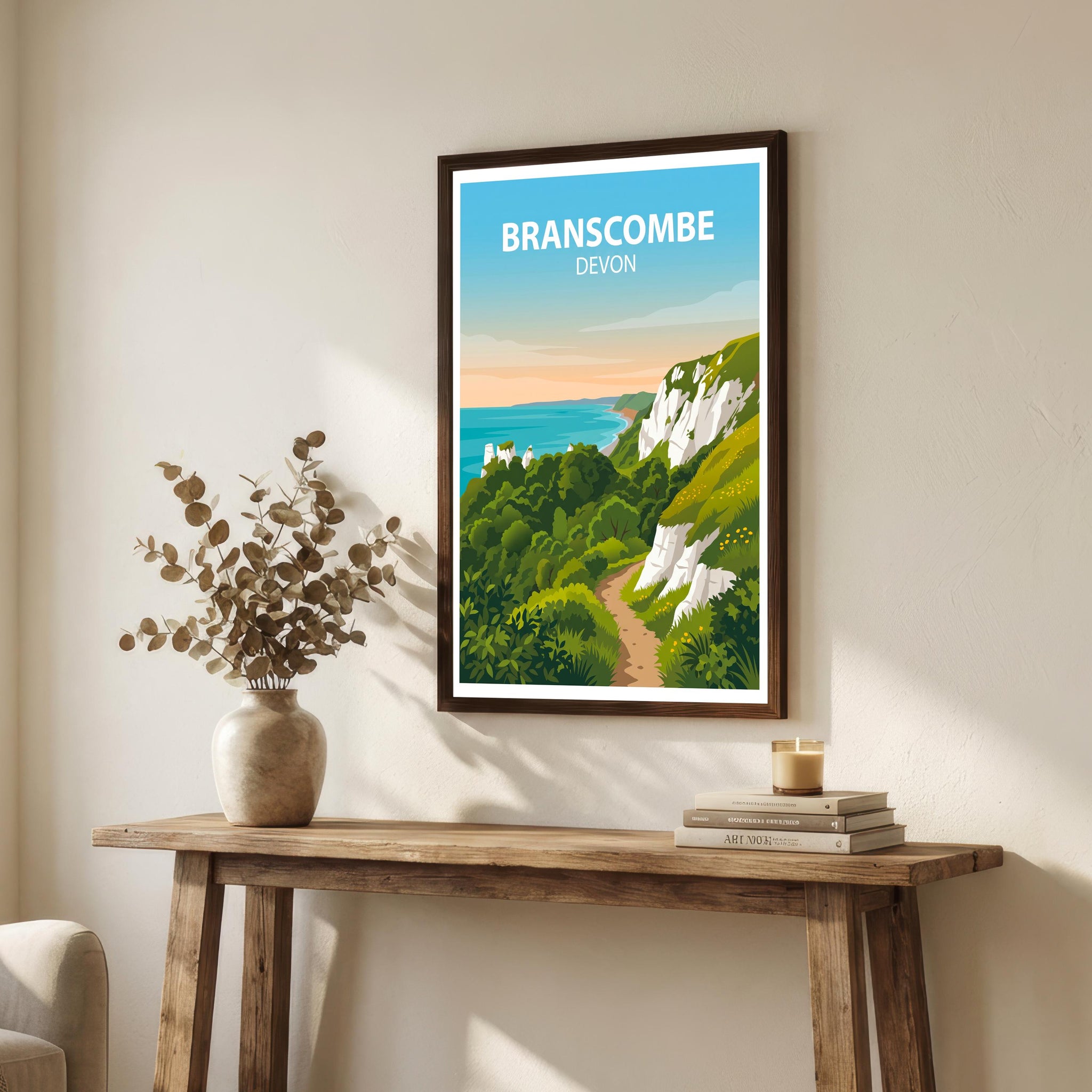 Branscombe Devon Travel Print Coastal Village Wall Decor Jurassic Coast Travel Poster UK Gift Home Décor