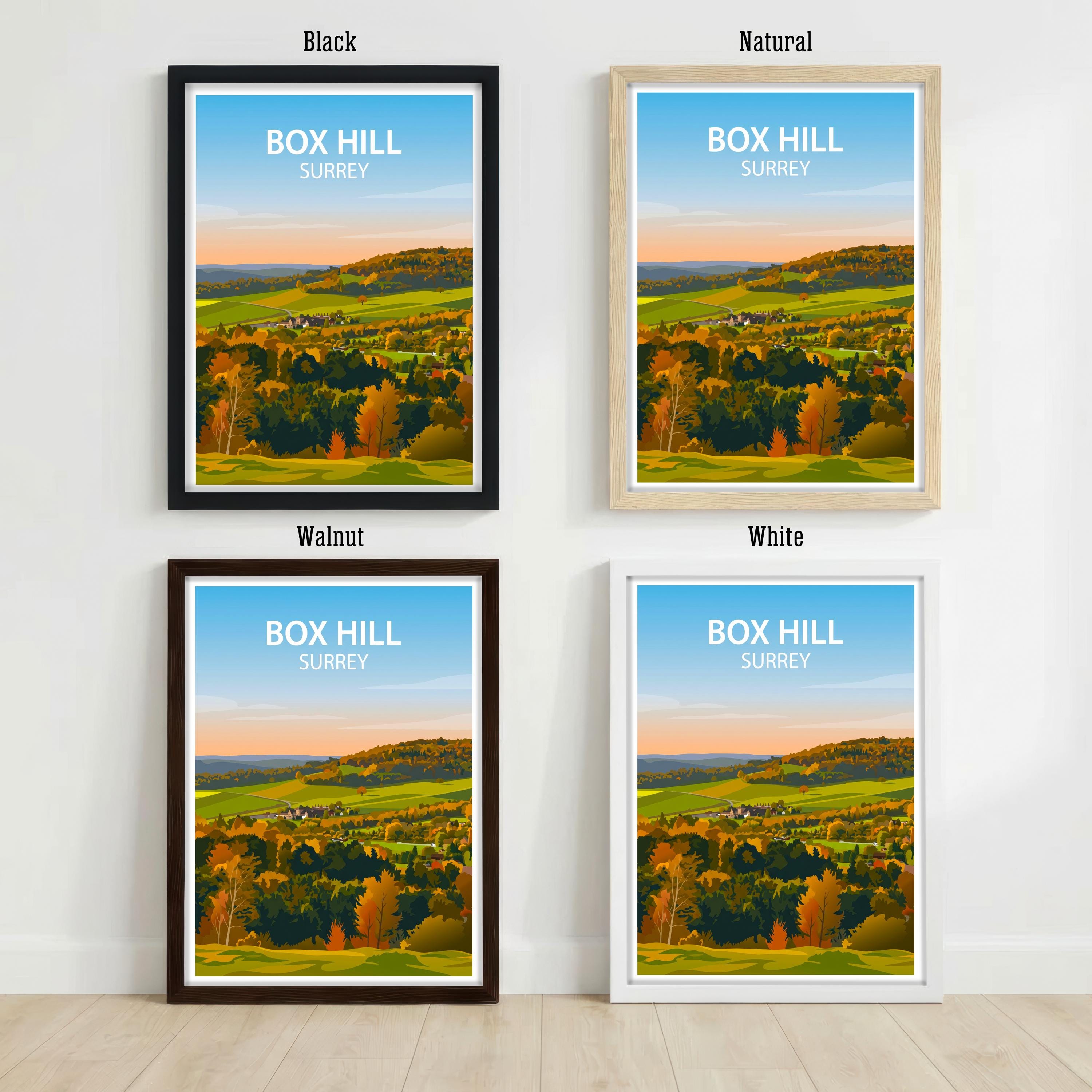 Box Hill Surrey Travel Print English Countryside Wall Decor North Downs Landscape Travel Poster UK Gift Home Décor