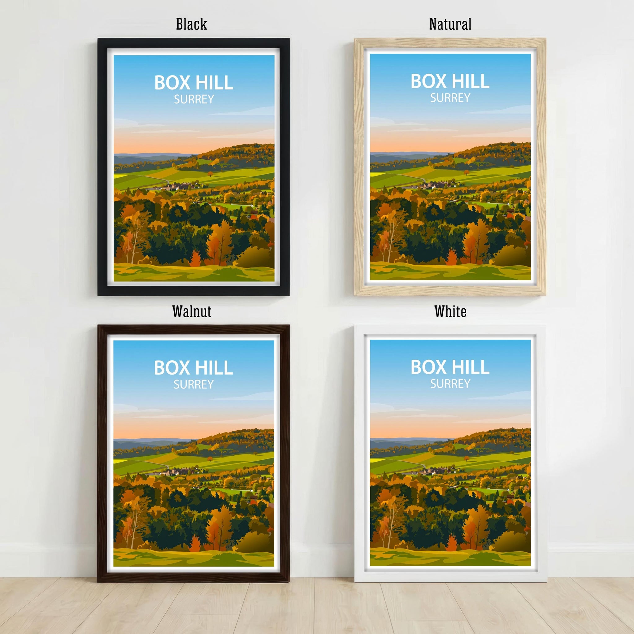 Box Hill Surrey Travel Print English Countryside Wall Decor North Downs Landscape Travel Poster UK Gift Home Décor