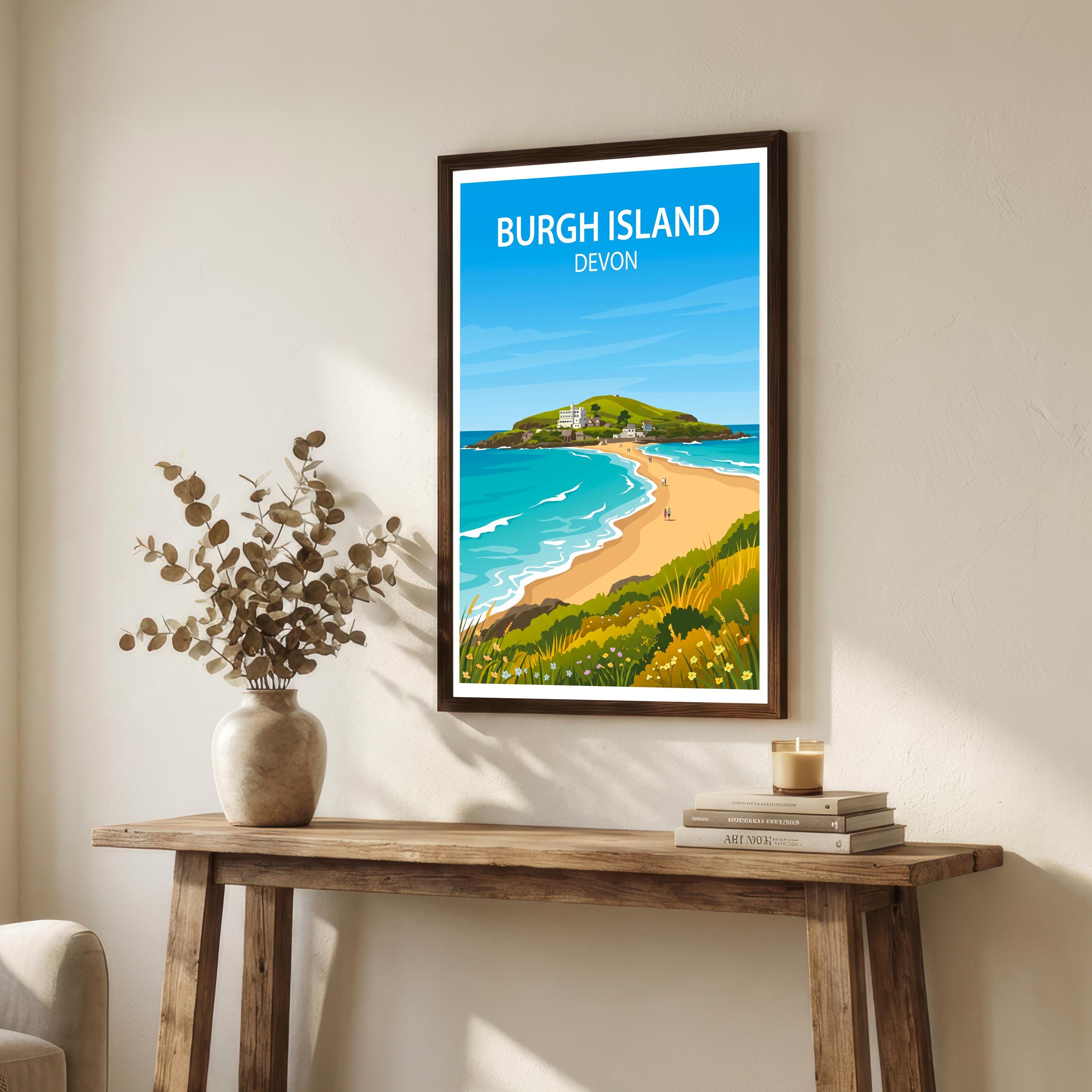 Burgh Island Devon Travel Print Coastal Landmark Wall Decor South Devon Seaside Travel Poster UK Gift Home Décor