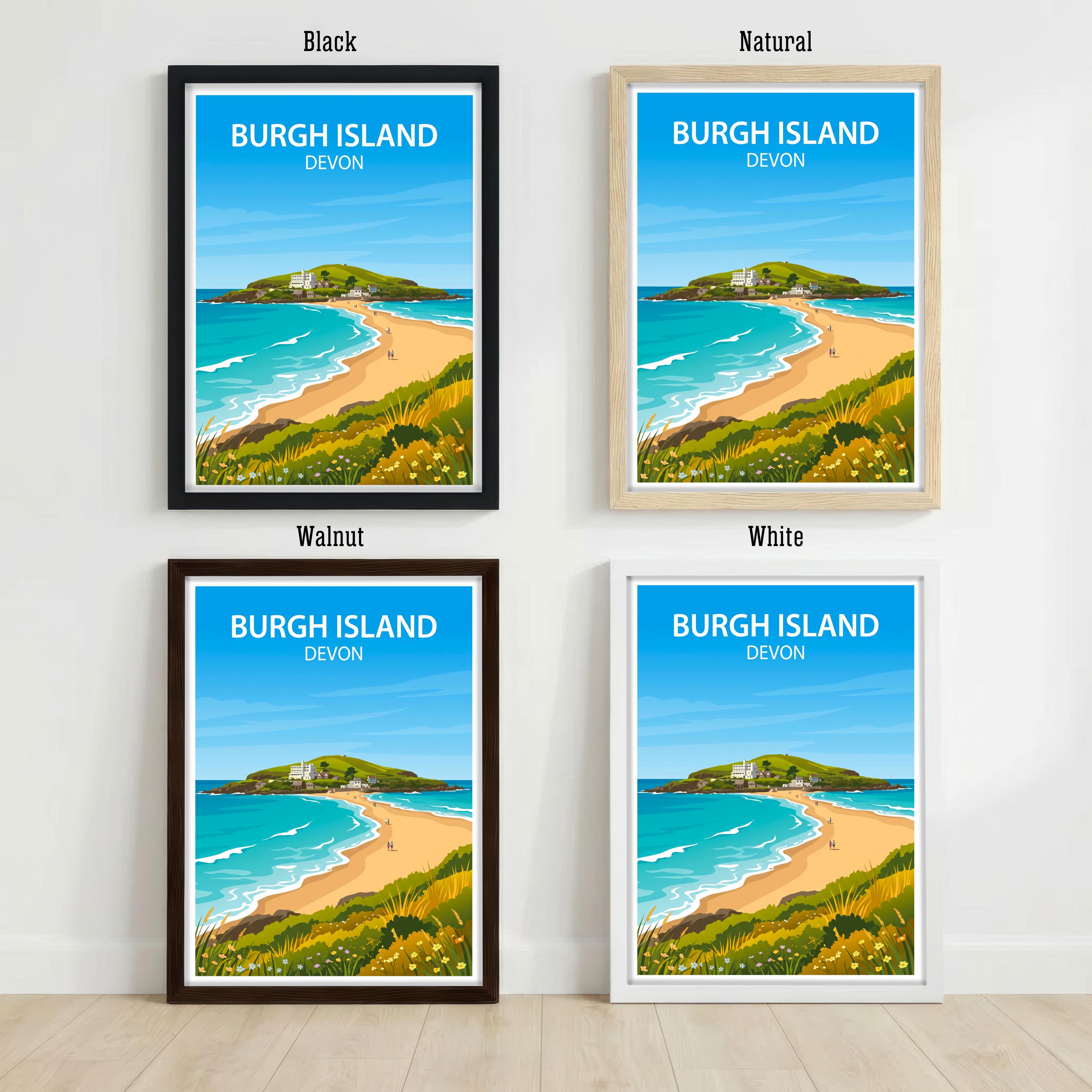Burgh Island Devon Travel Print Coastal Landmark Wall Decor South Devon Seaside Travel Poster UK Gift Home Décor