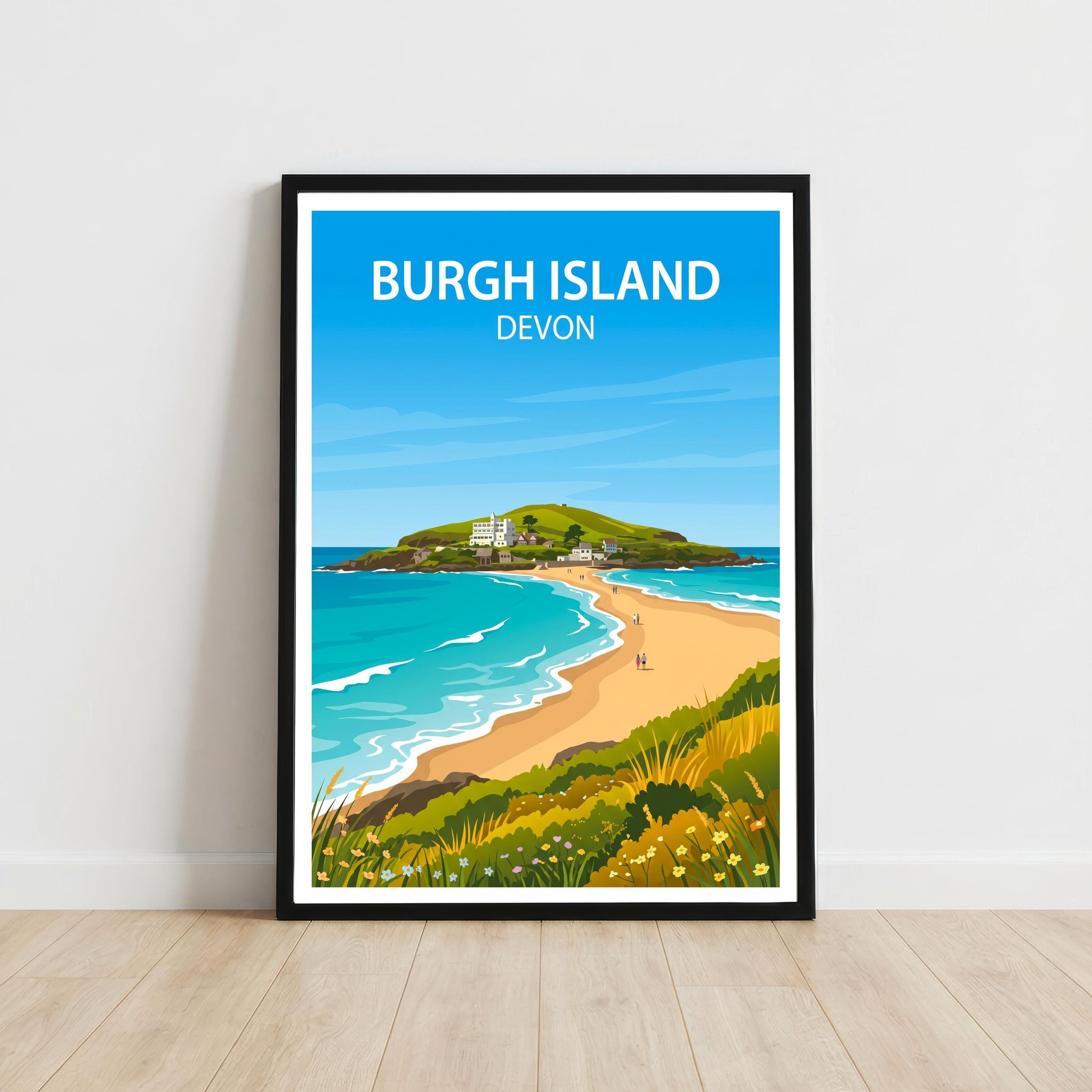 Burgh Island Devon Travel Print Coastal Landmark Wall Decor South Devon Seaside Travel Poster UK Gift Home Décor