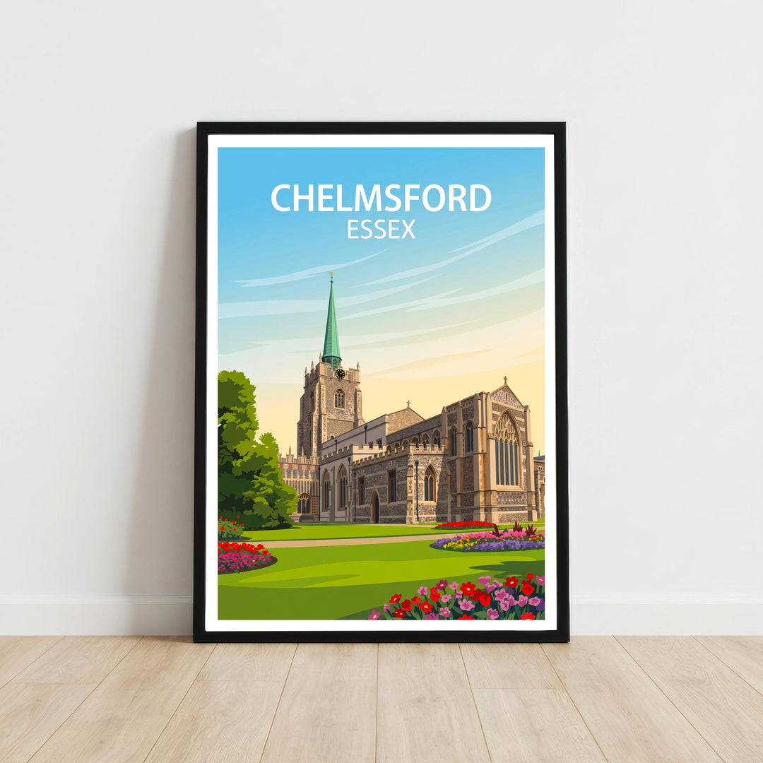 Chelmsford Essex Travel Print English City Wall Decor Historic Streets Travel Poster UK Gift Home Décor