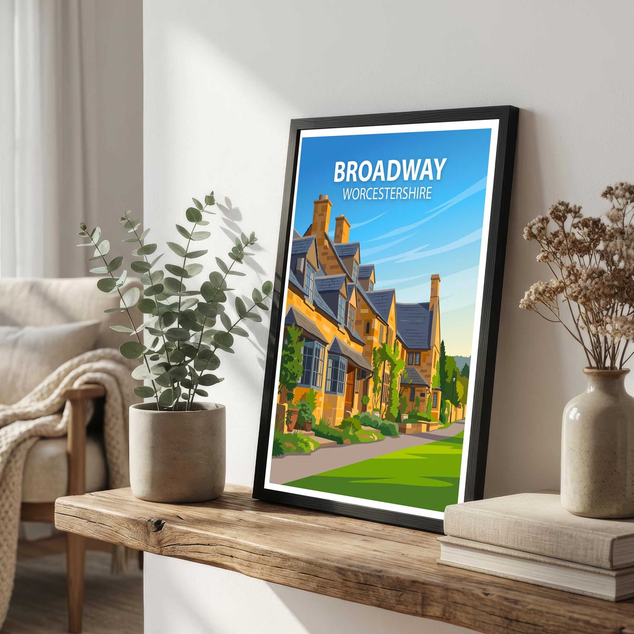 Broadway Worcestershire Travel Print Cotswolds Village Wall Decor English Countryside Travel Poster UK Gift Home Décor