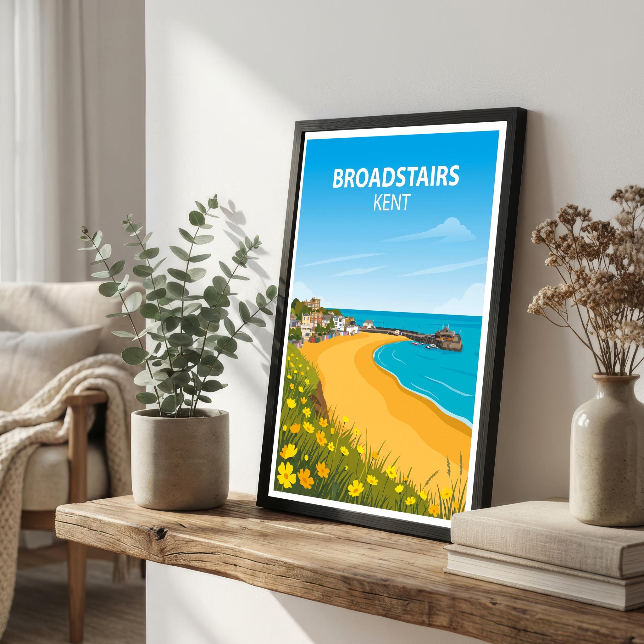 Broadstairs Kent Travel Print Seaside Town Wall Decor English Coast Travel Poster UK Gift Home Décor