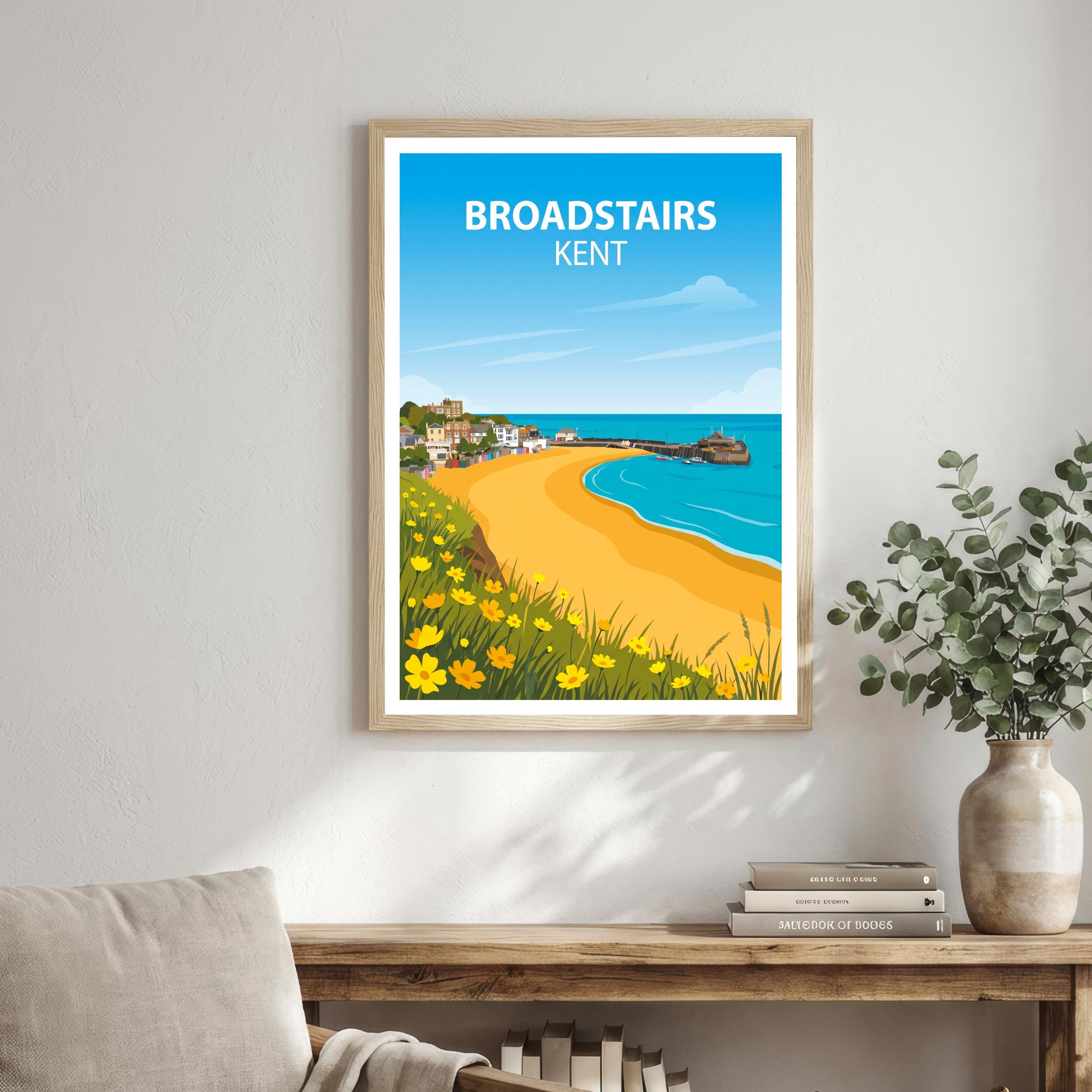 Broadstairs Kent Travel Print Seaside Town Wall Decor English Coast Travel Poster UK Gift Home Décor