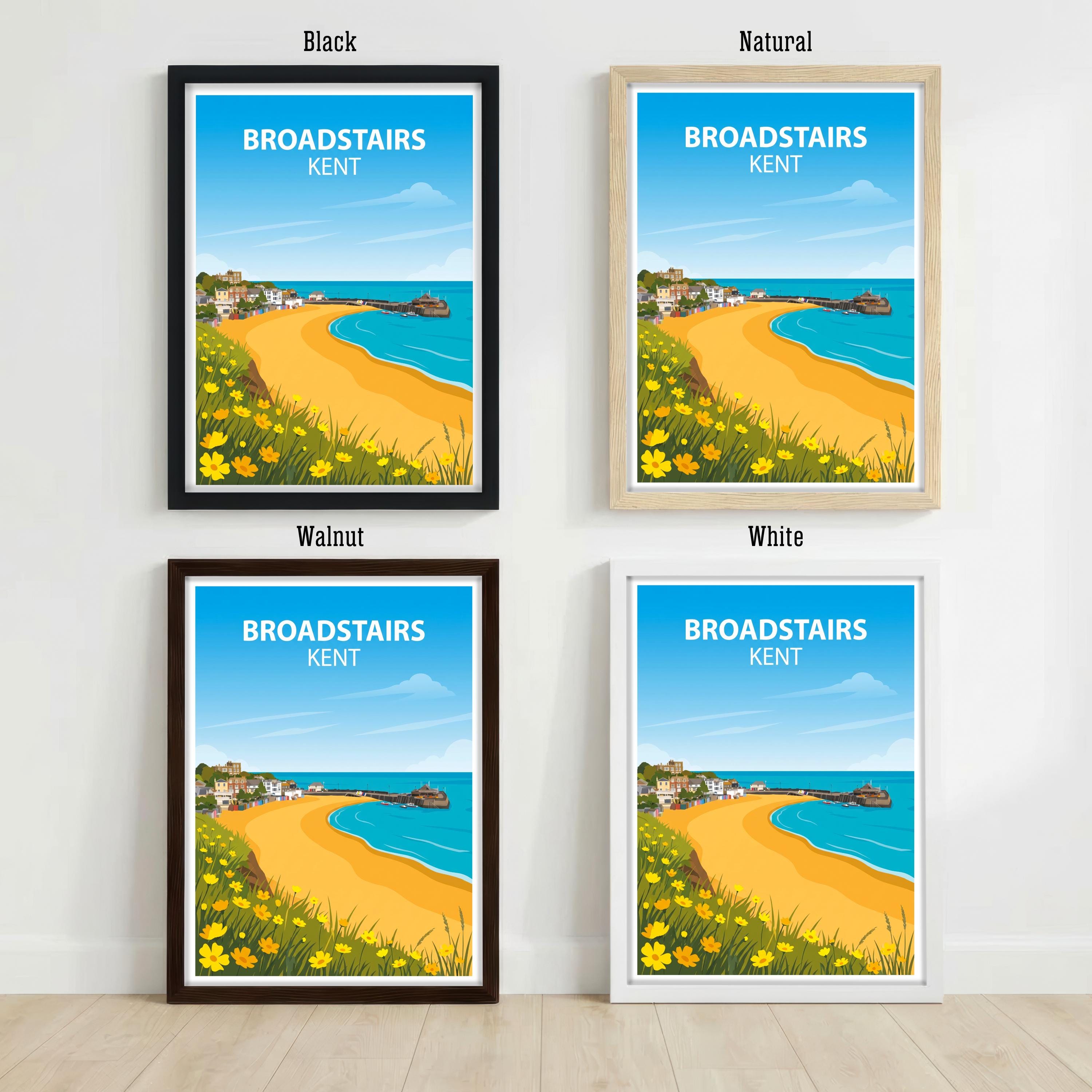 Broadstairs Kent Travel Print Seaside Town Wall Decor English Coast Travel Poster UK Gift Home Décor