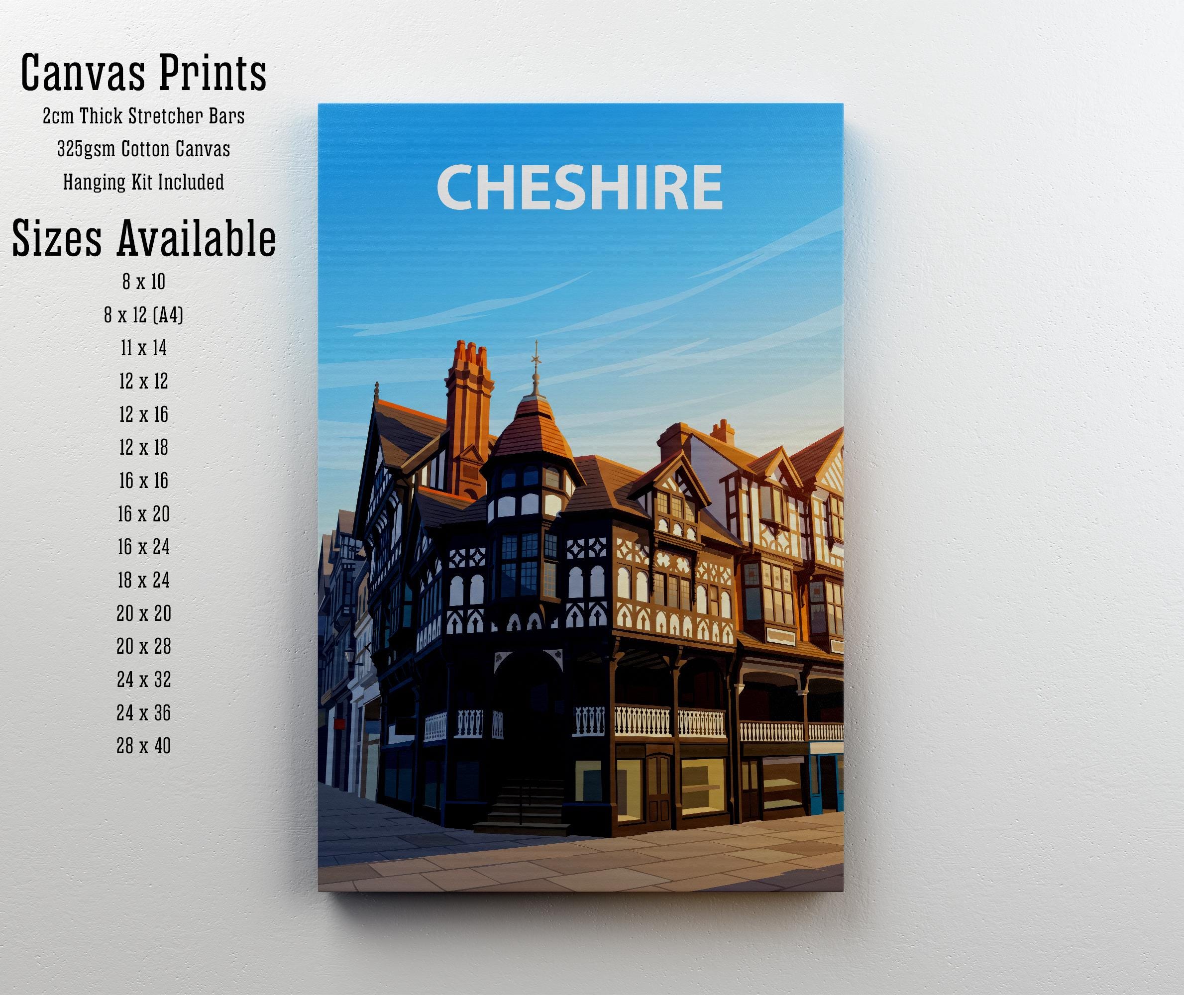 Cheshire England Travel Print English Countryside Wall Decor Historic County Travel Poster UK Gift Home Décor