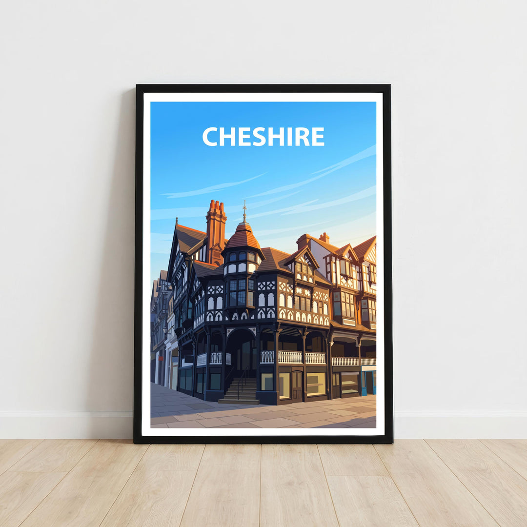 Cheshire England Travel Print English Countryside Wall Decor Historic County Travel Poster UK Gift Home Décor