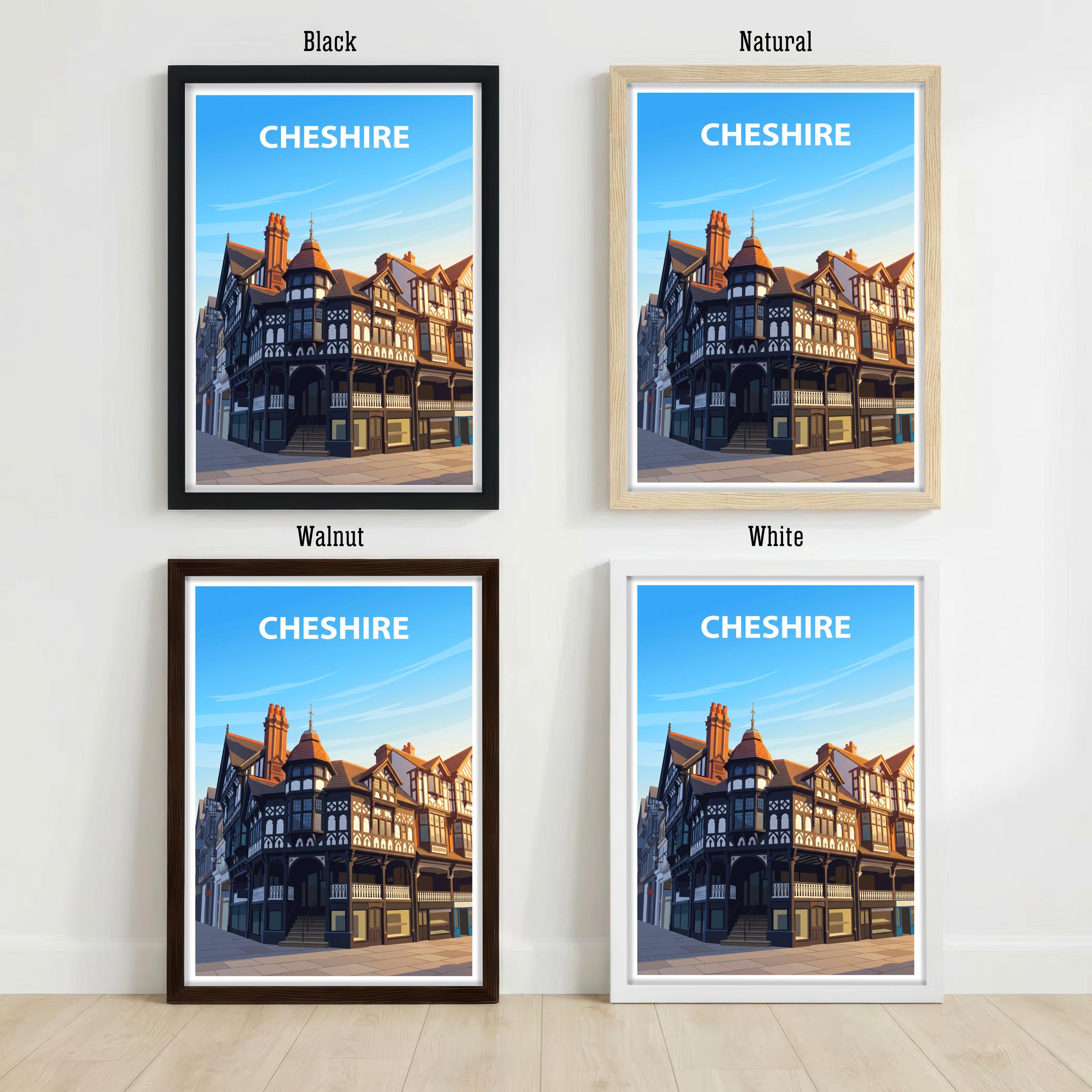 Cheshire England Travel Print English Countryside Wall Decor Historic County Travel Poster UK Gift Home Décor
