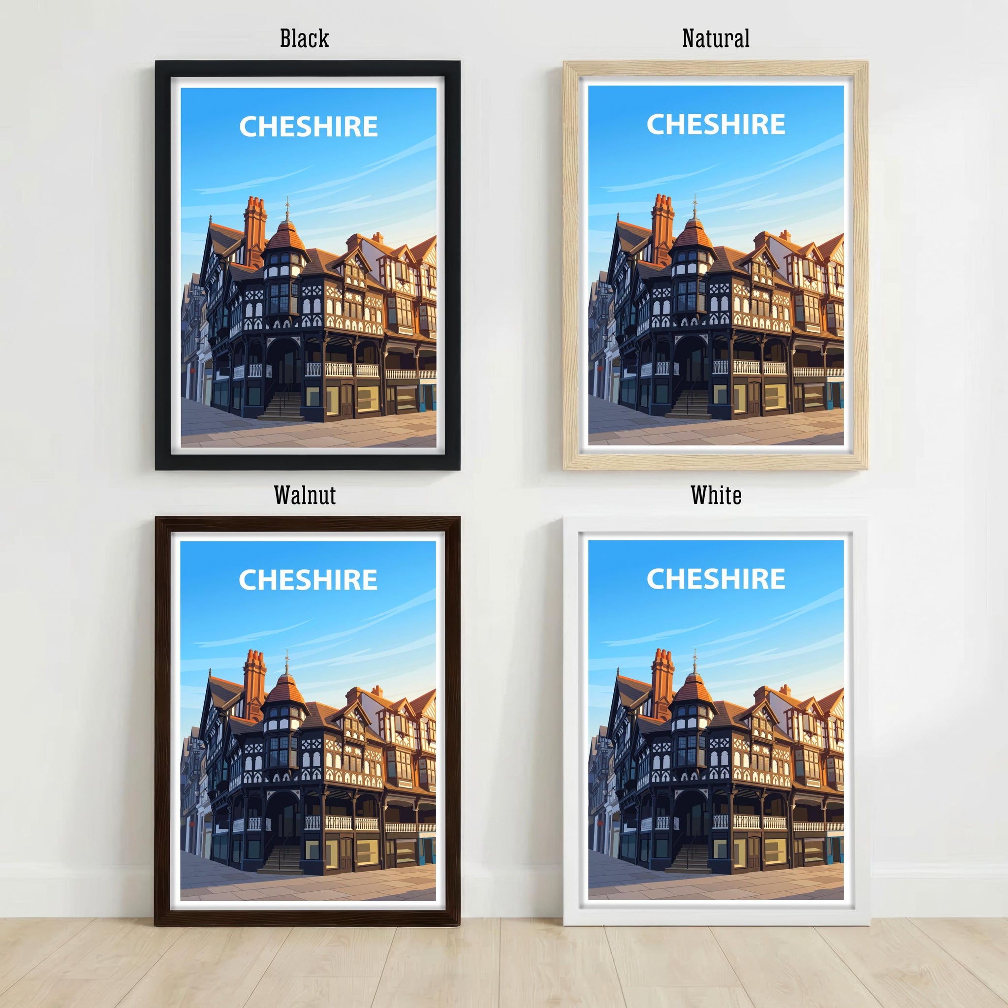 Cheshire England Travel Print English Countryside Wall Decor Historic County Travel Poster UK Gift Home Décor