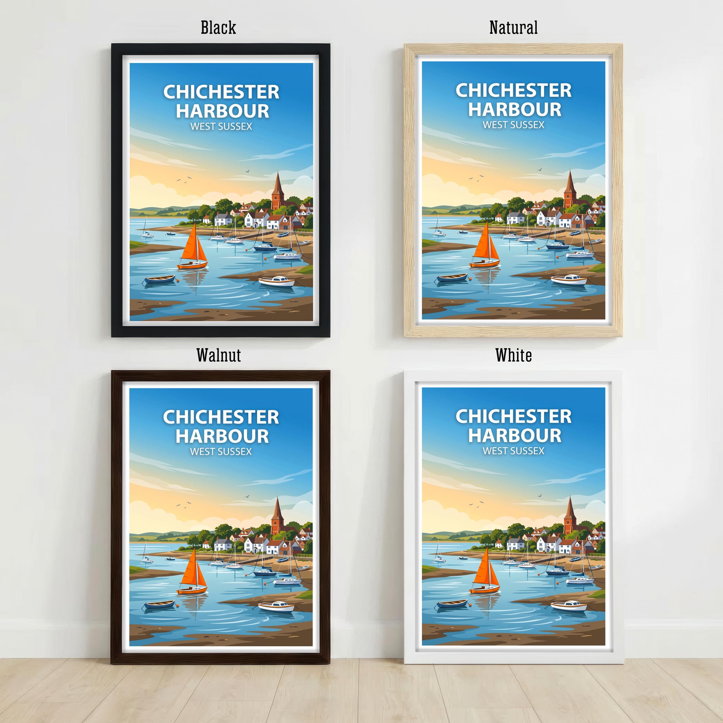 Chichester West Sussex Travel Print Cathedral City Wall Decor English Landmark Travel Poster UK Gift Home Décor