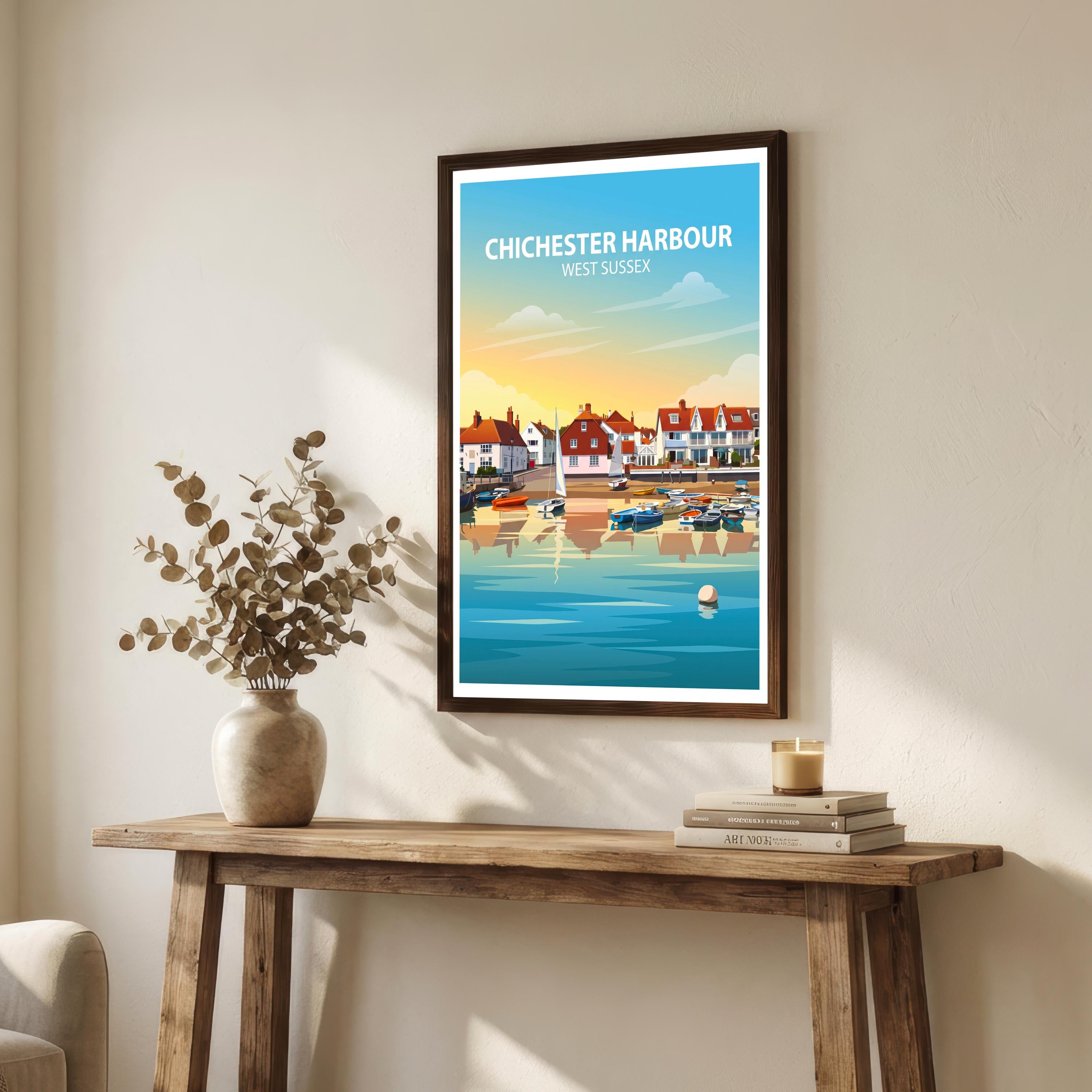 Chichester West Sussex Travel Print Cathedral City Wall Decor English Landmark Travel Poster UK Gift Home Décor