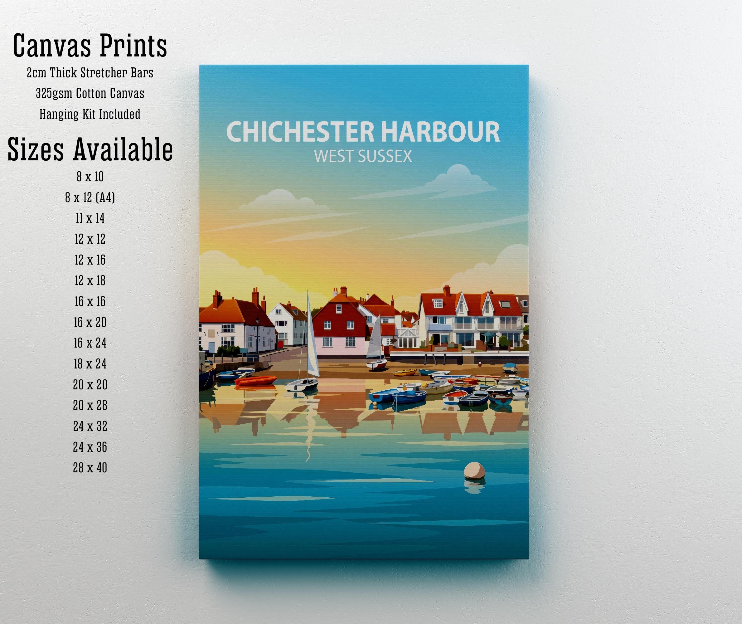 Chichester West Sussex Travel Print Cathedral City Wall Decor English Landmark Travel Poster UK Gift Home Décor
