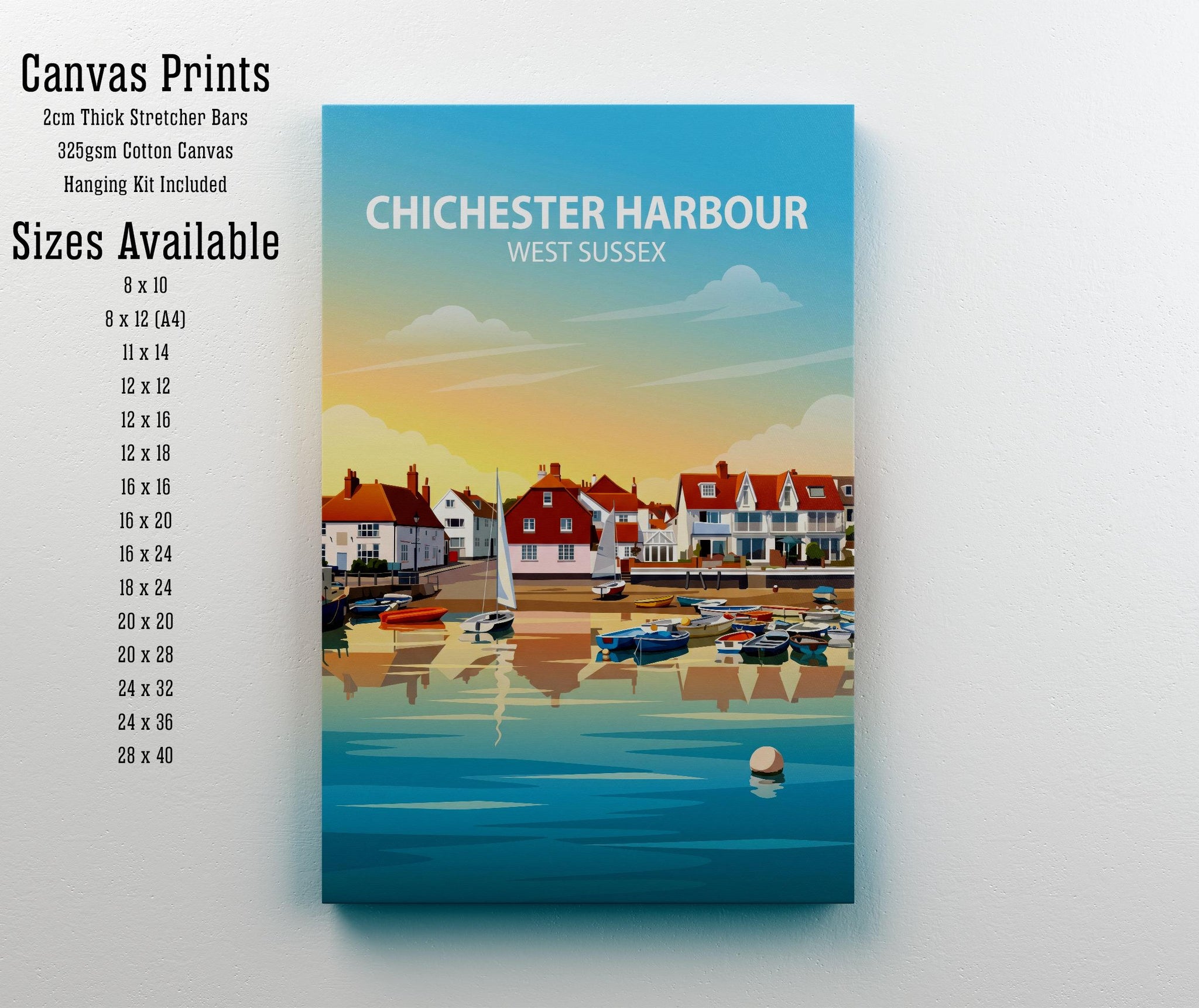 Chichester West Sussex Travel Print Cathedral City Wall Decor English Landmark Travel Poster UK Gift Home Décor