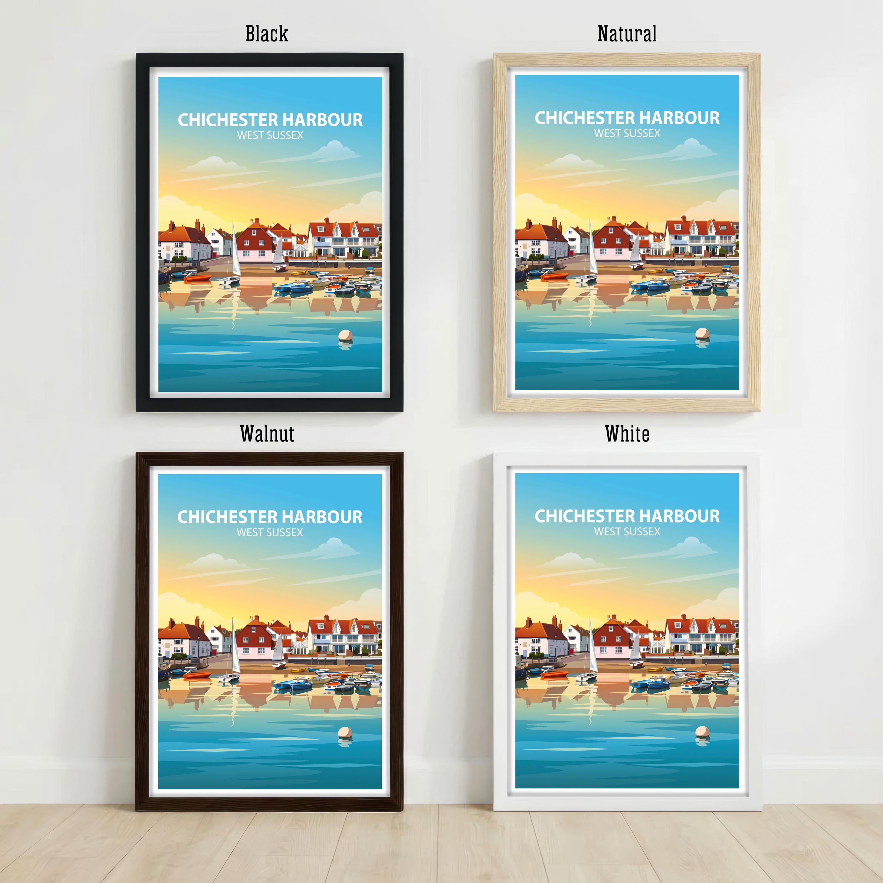 Chichester West Sussex Travel Print Cathedral City Wall Decor English Landmark Travel Poster UK Gift Home Décor