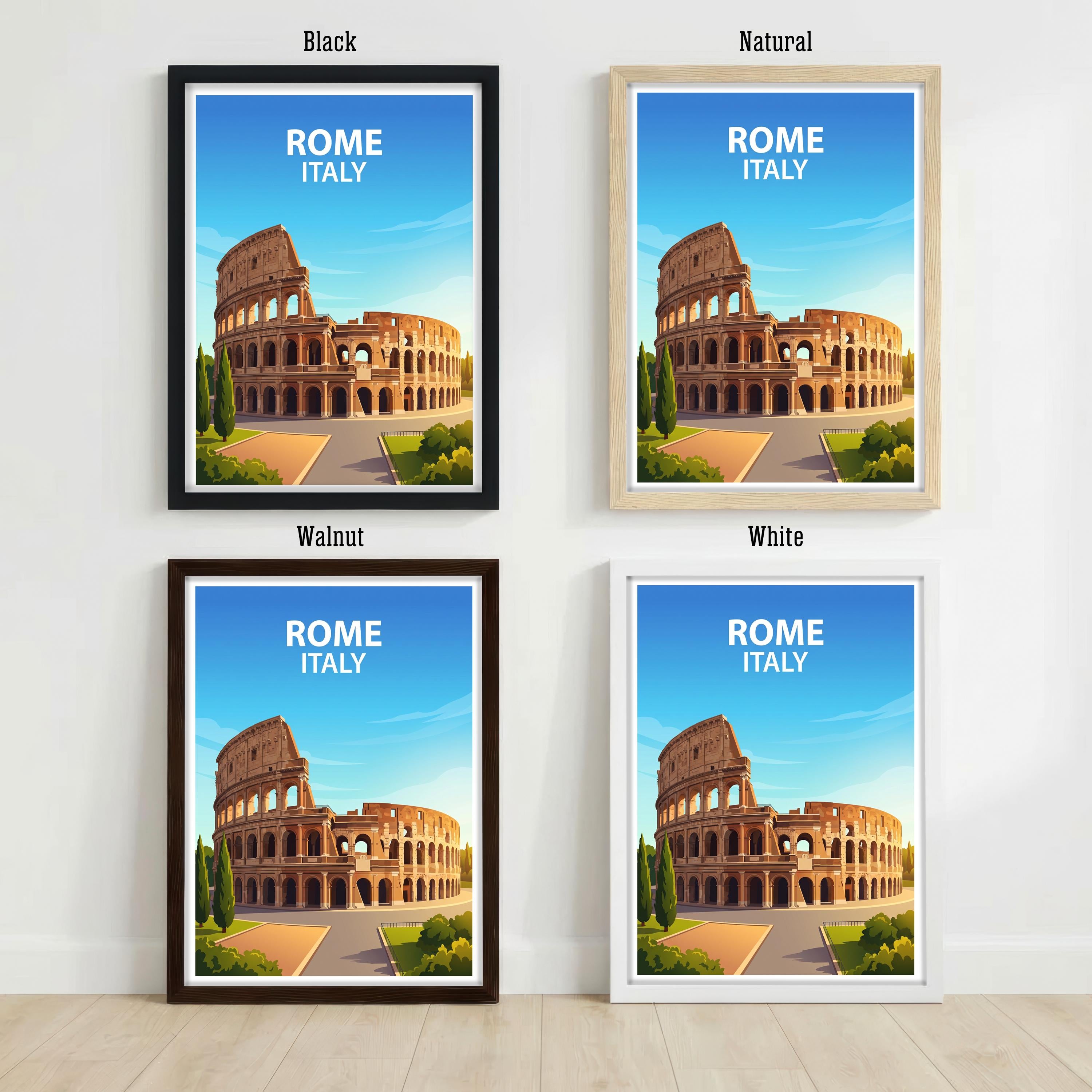 Rome Italy Travel Print Historic City Wall Decor Italian Landmark Travel Poster European Gift Home Décor