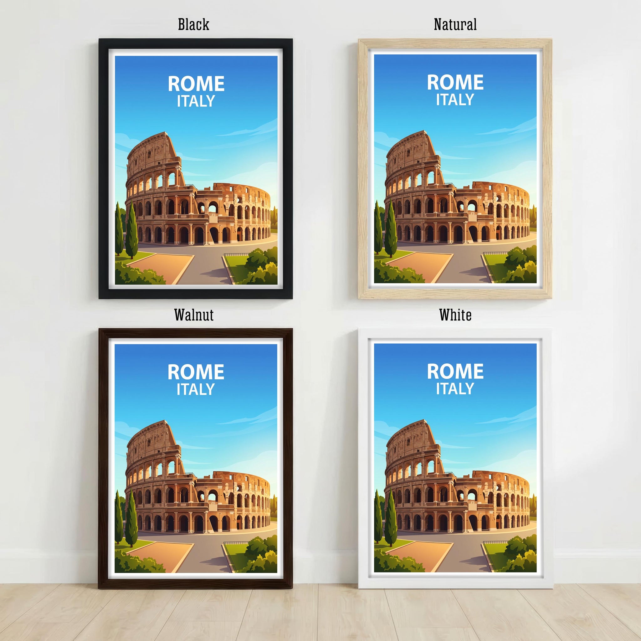 Rome Italy Travel Print Historic City Wall Decor Italian Landmark Travel Poster European Gift Home Décor