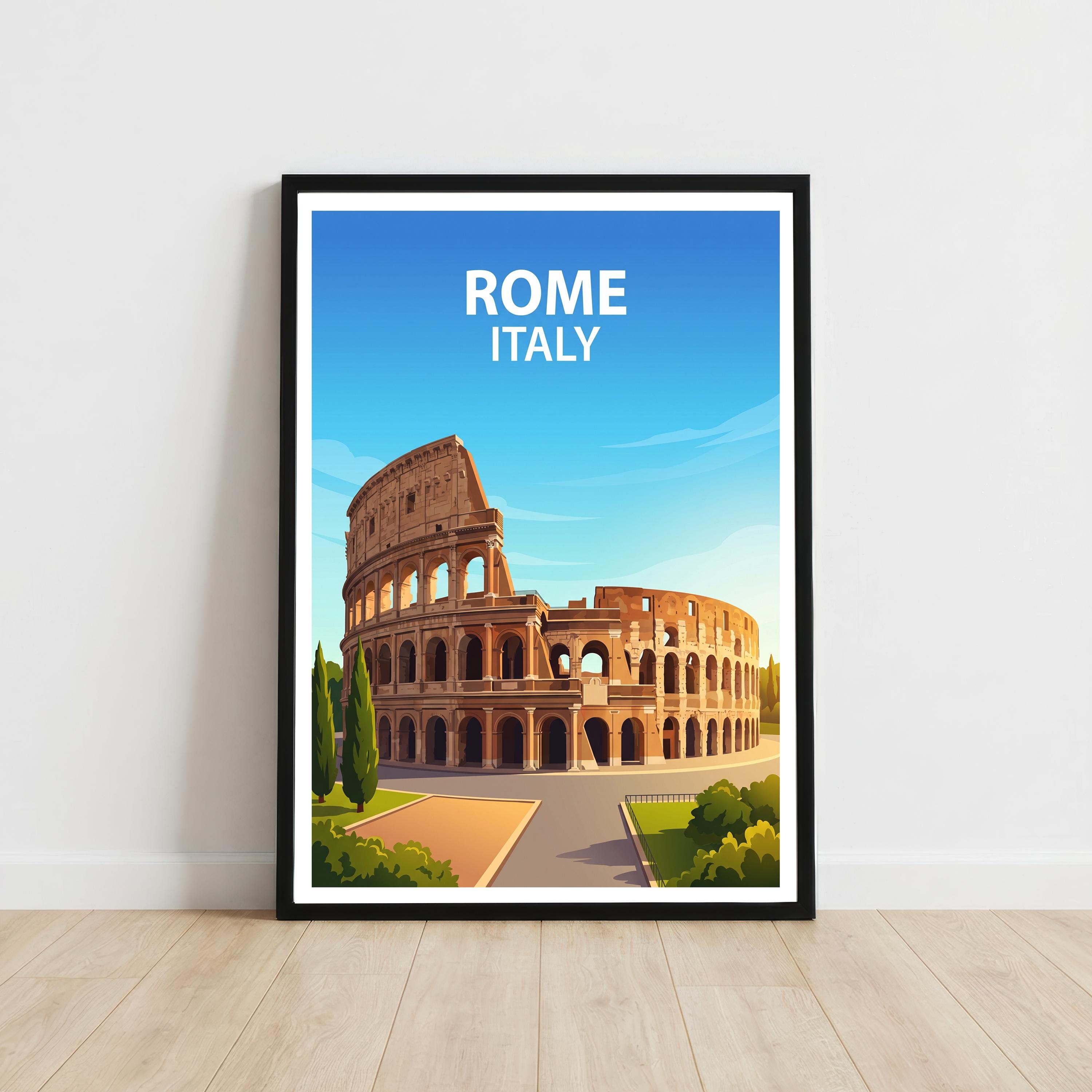 Rome Italy Travel Print Historic City Wall Decor Italian Landmark Travel Poster European Gift Home Décor