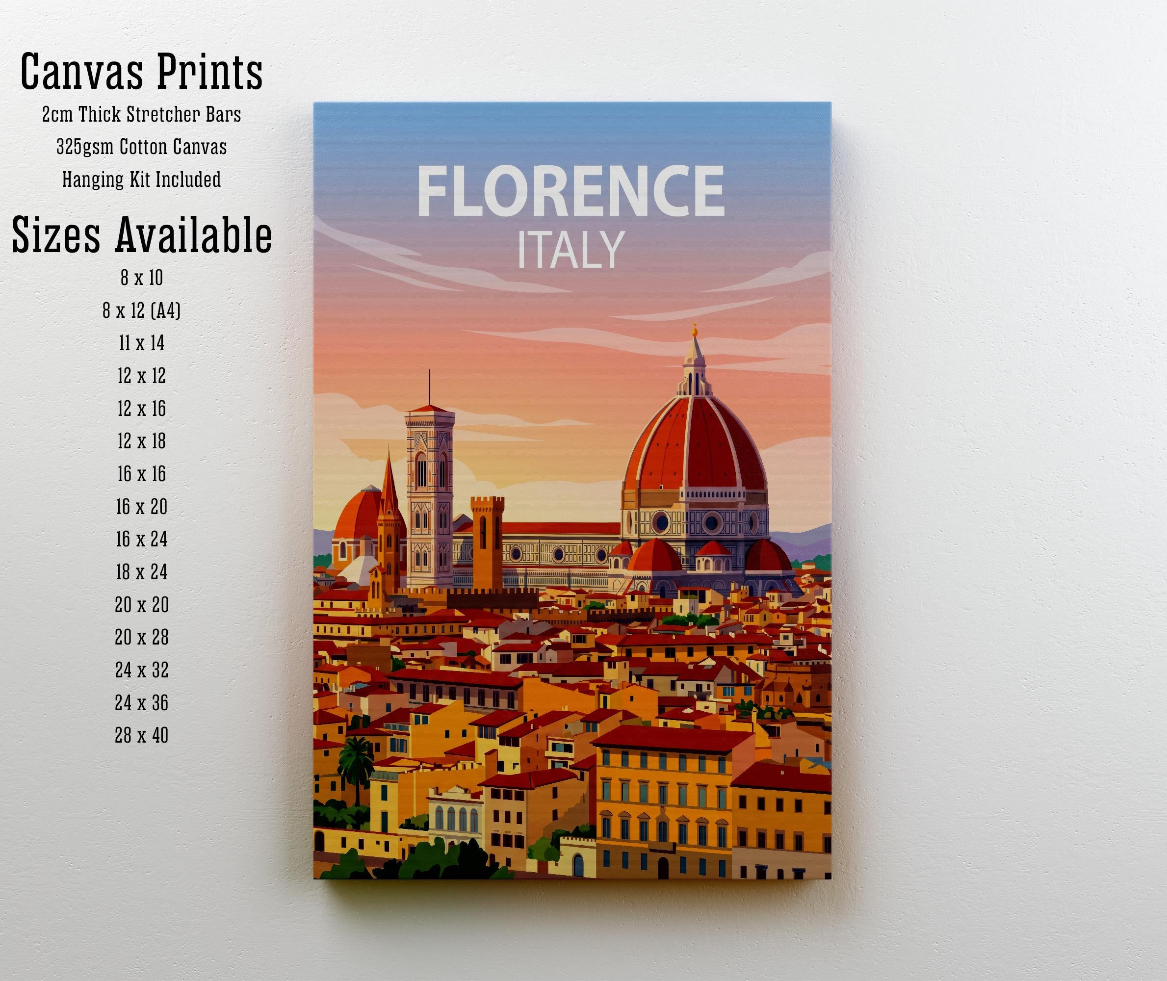 Florence Italy Travel Print Tuscan City Wall Decor Italian Landmark Travel Poster European Gift Home Décor