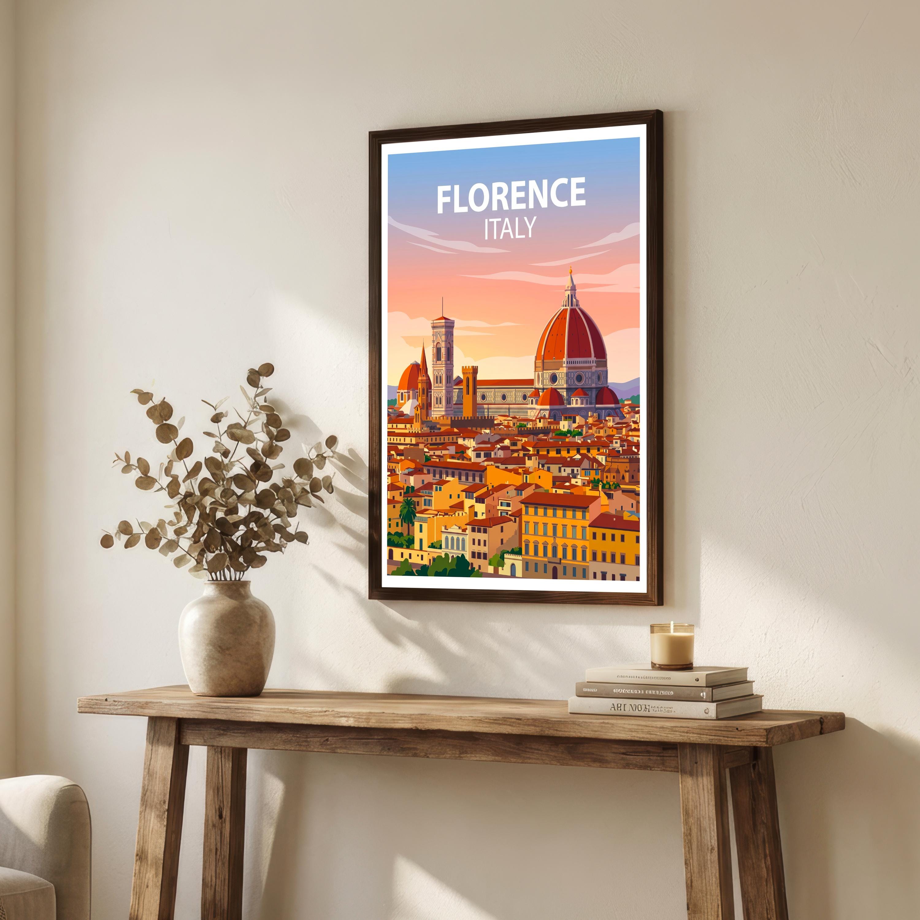 Florence Italy Travel Print Tuscan City Wall Decor Italian Landmark Travel Poster European Gift Home Décor