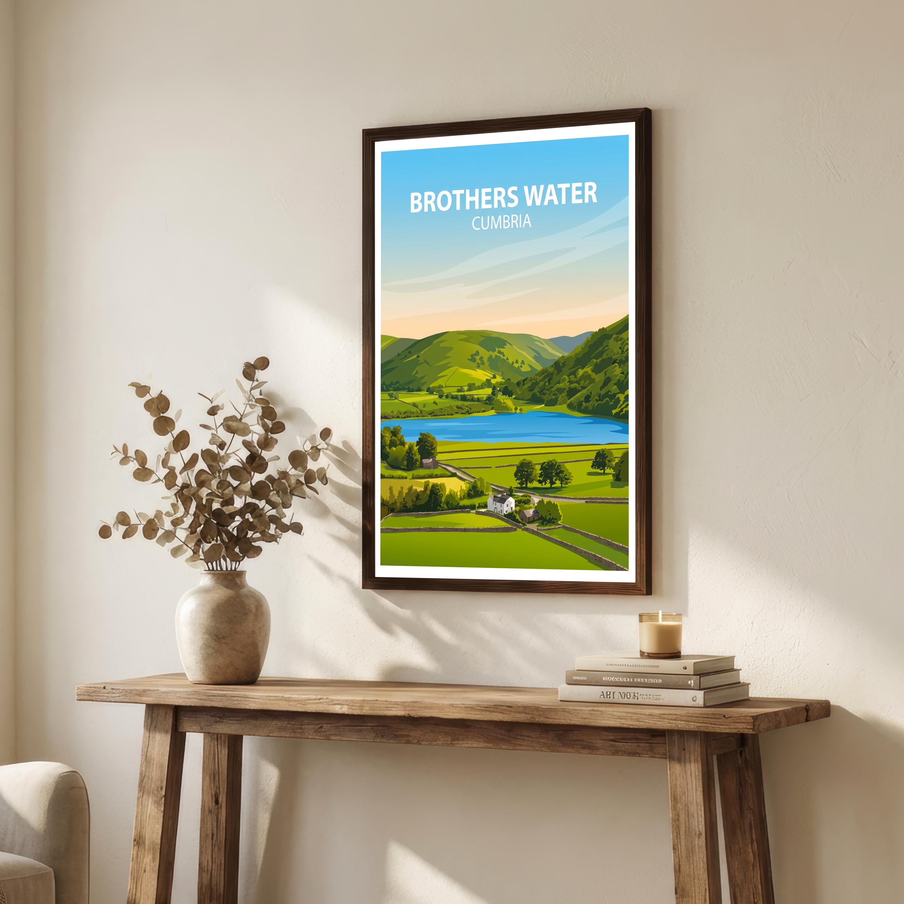 Brothers Water Cumbria Travel Print Lake District Landscape Wall Decor English Lake Travel Poster UK Gift Home Décor