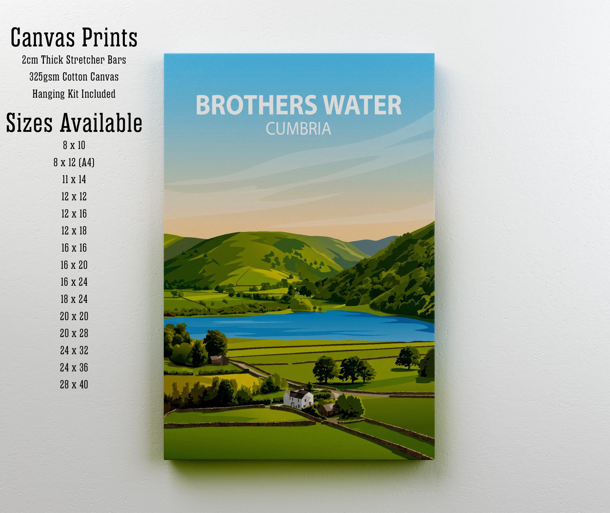 Brothers Water Cumbria Travel Print Lake District Landscape Wall Decor English Lake Travel Poster UK Gift Home Décor
